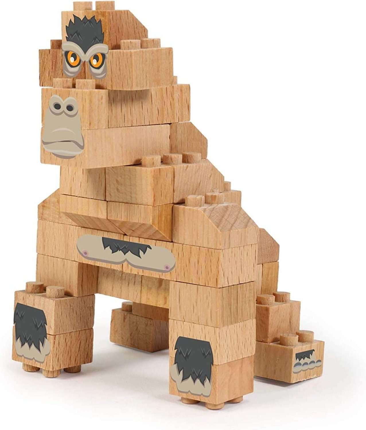 WWF FabBrix WWF Wooden Bricks GORILLA Holzbausteine, 100% kompatibel mit k Spielbausteine, (Packung)