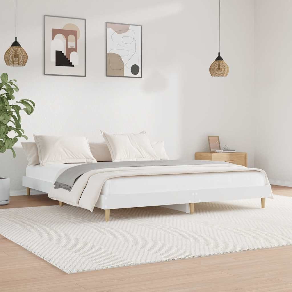furnicato Bettgestell Weißes Bett 203x123x20 cm aus Holzwerkstoff und massivem Massivholz (1-tlg), Schlafmöbel mit Sperrholzlatten für optimale Gewichtsverteilung