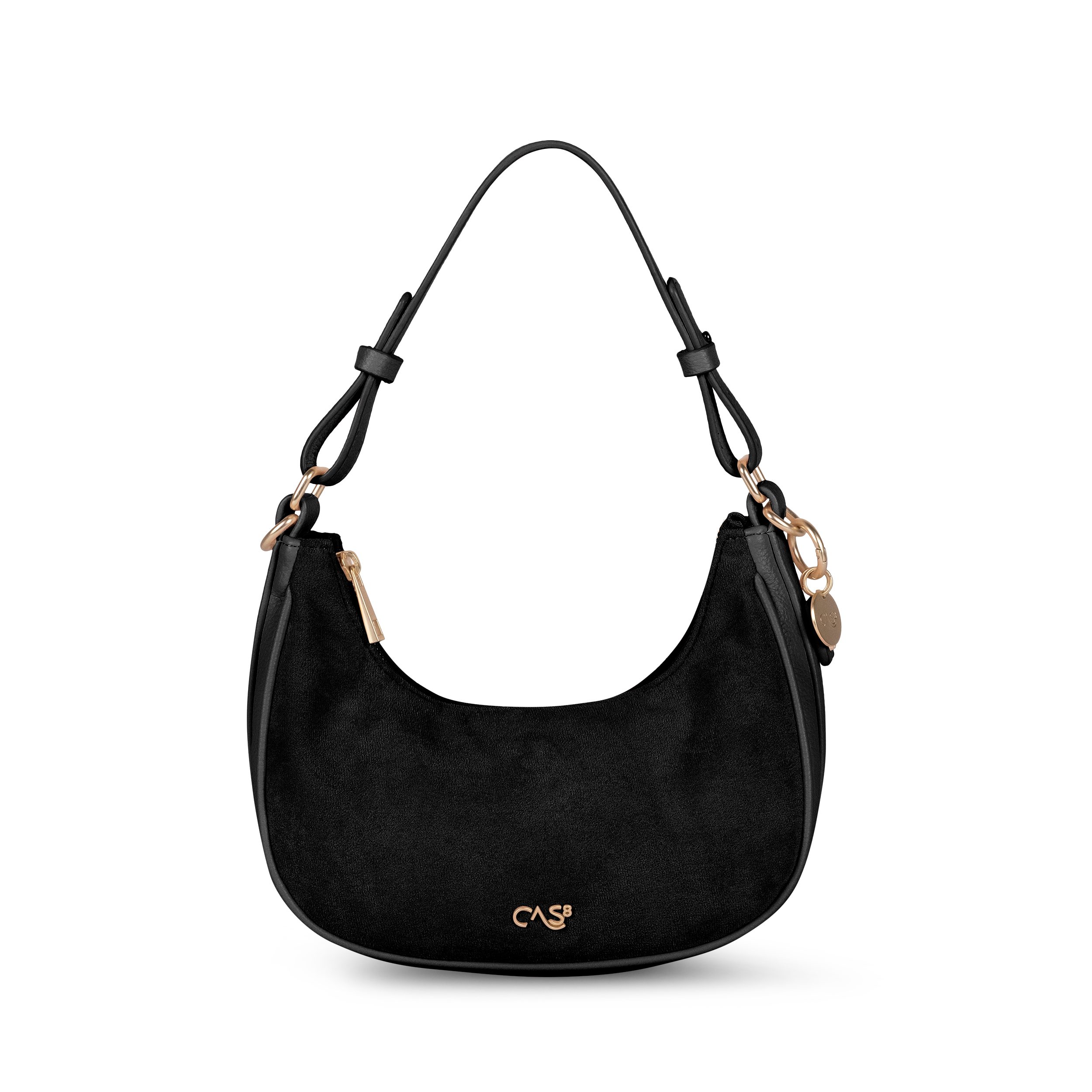 Cas8 Umhängetasche Rike 35365 aus veganem Suede mit matt goldfarbenen Details