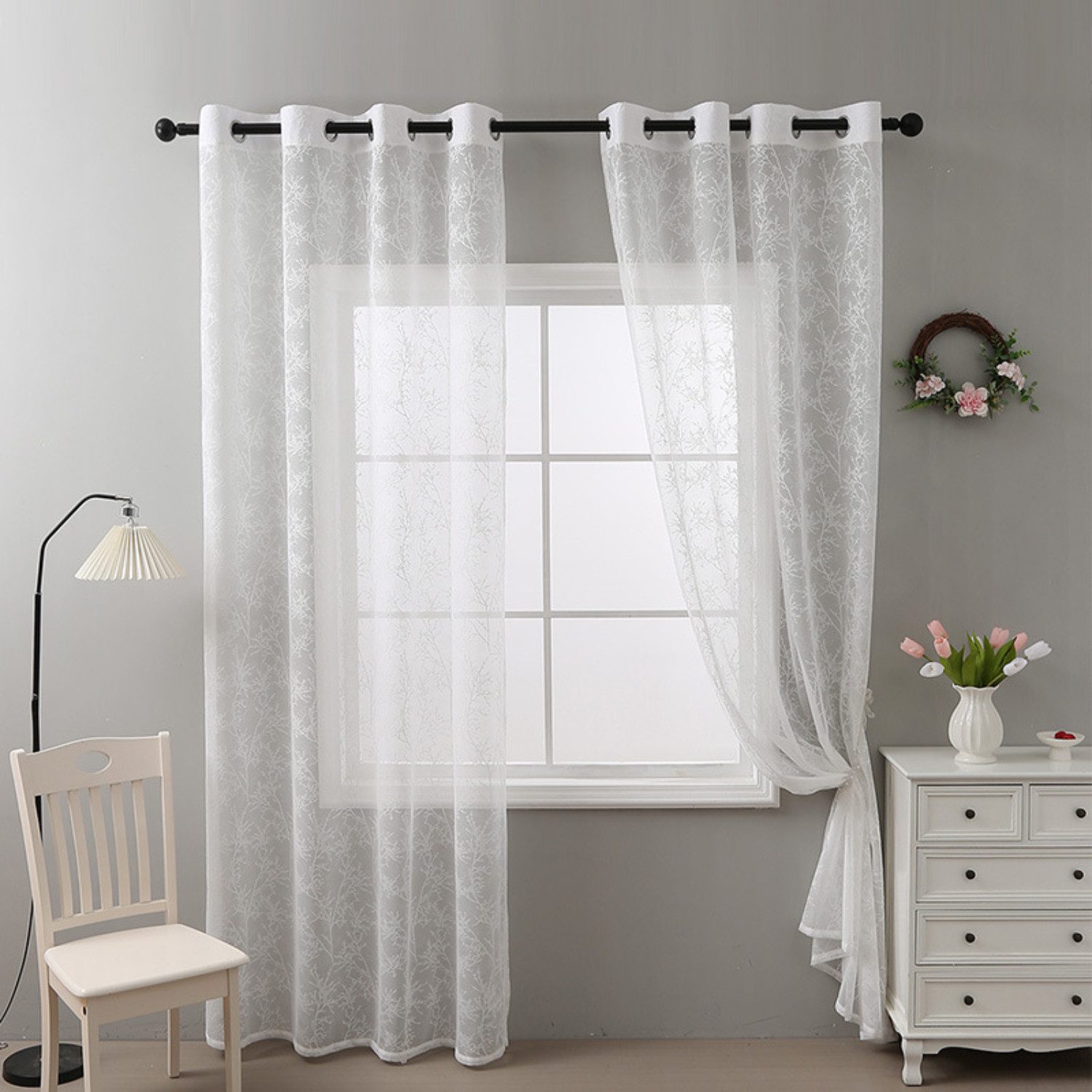 BYSURE Gardine, (2 St), 2er-Pack bestickte günstig online kaufen