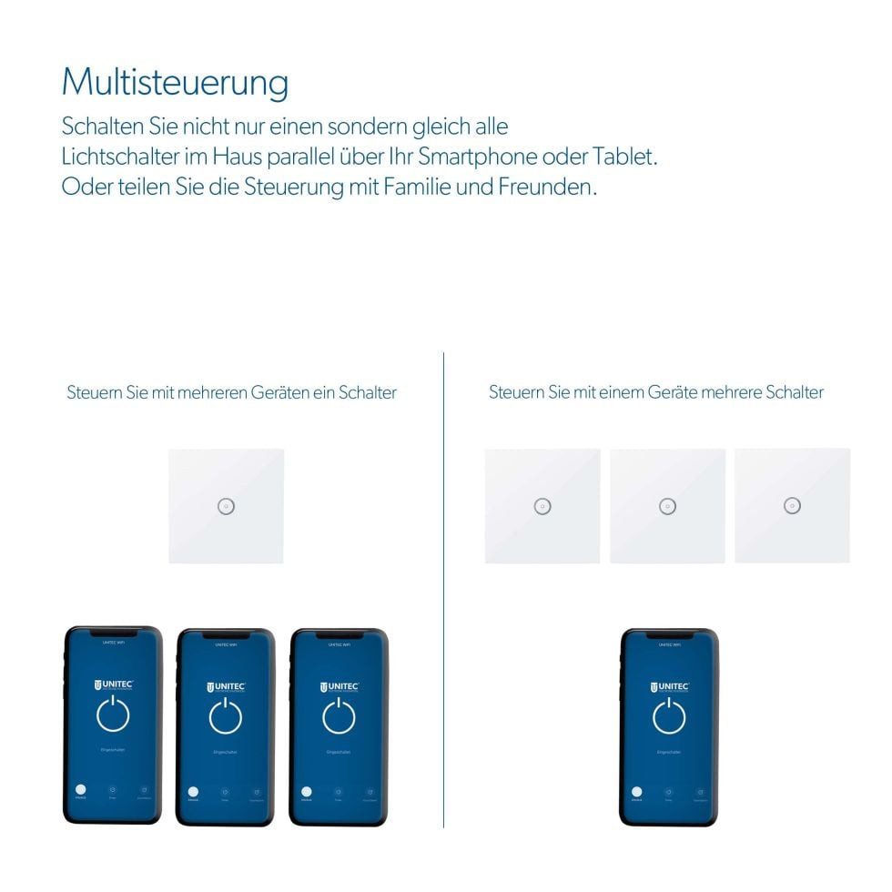 UNITEC Unitec WIFI Touch Schalter schwarz Glasoptik, Wandtaster