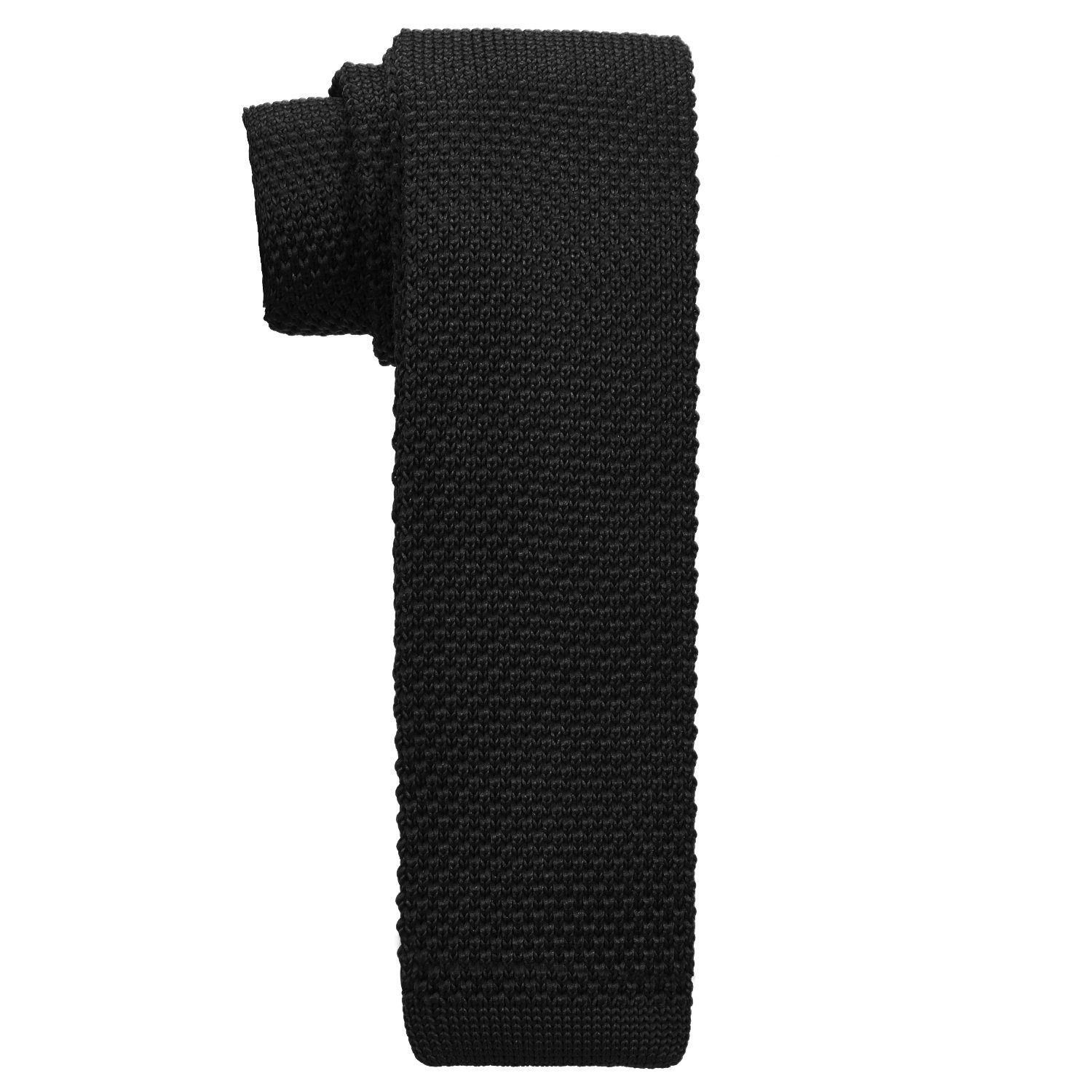 DonDon Krawatte schmale Krawatte für festliche Wollkrawatte Retro-Look, oder 1-St) schwarz 5 Strickkrawatte, Veranstaltungen cm Büro (Packung