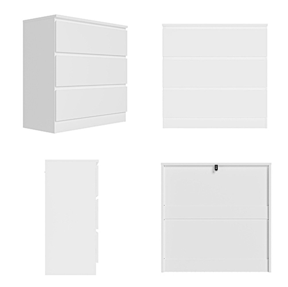 HOMSEE Kommode 78 cm mit 3 Schubladen Hochglanz Sideboard (1 St), Moderner Stauraum mit glänzender Oberfläche für vielseitige Räume