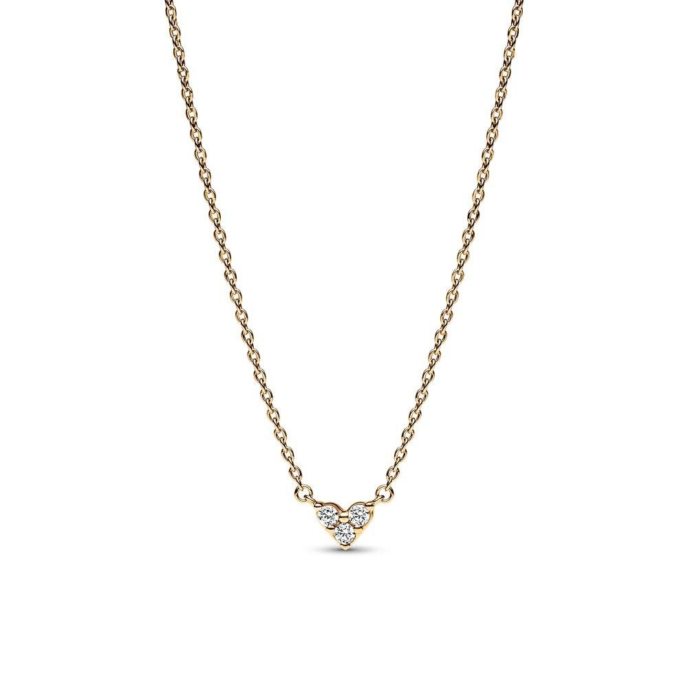 Edelstahlkette Herzkette für Damen PANDORA Moments mit Zirkonia, vergoldet