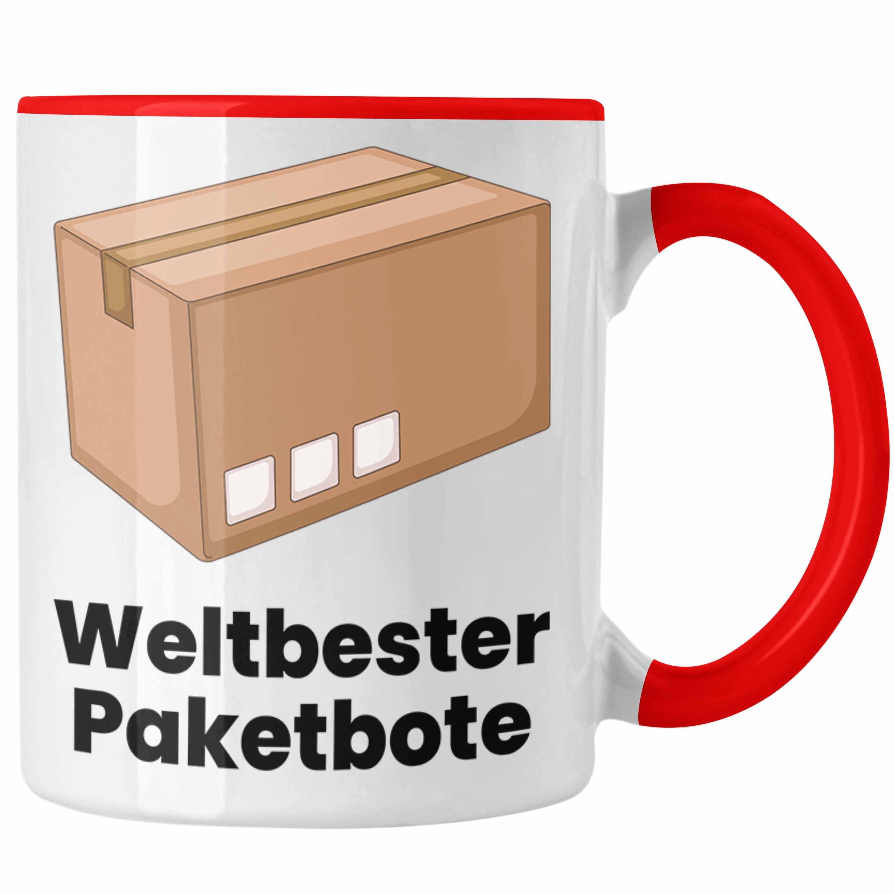 Trendation Tasse Bester Paketbote Paketzusteller Rot Tasse Postbote Spruch Geschenkidee