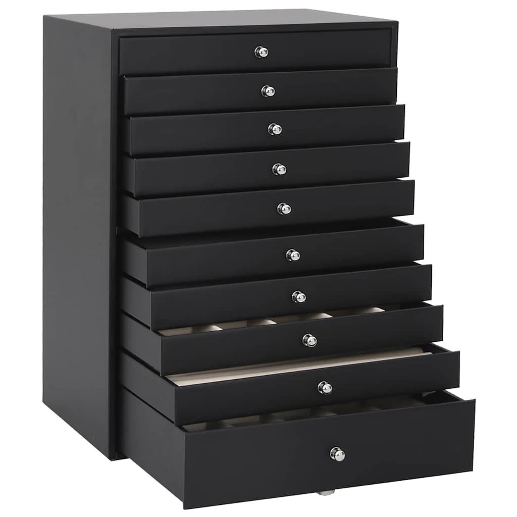 vidaXL Schmuckständer Schmuckkästchen 10-lagig mit Uhrenhaltern Schwarz 29x20,5x40,5 cm – Bild 4 von 5