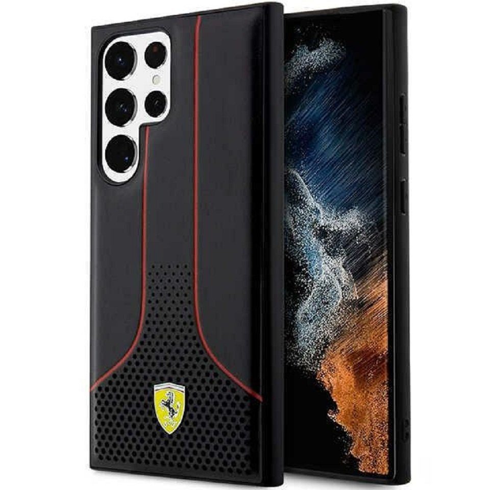 Ferrari Handyhülle Case Samsung Galaxy S23 Ultra Ferrari Logo Kunstleder 6,8 Zoll, Kantenschutz