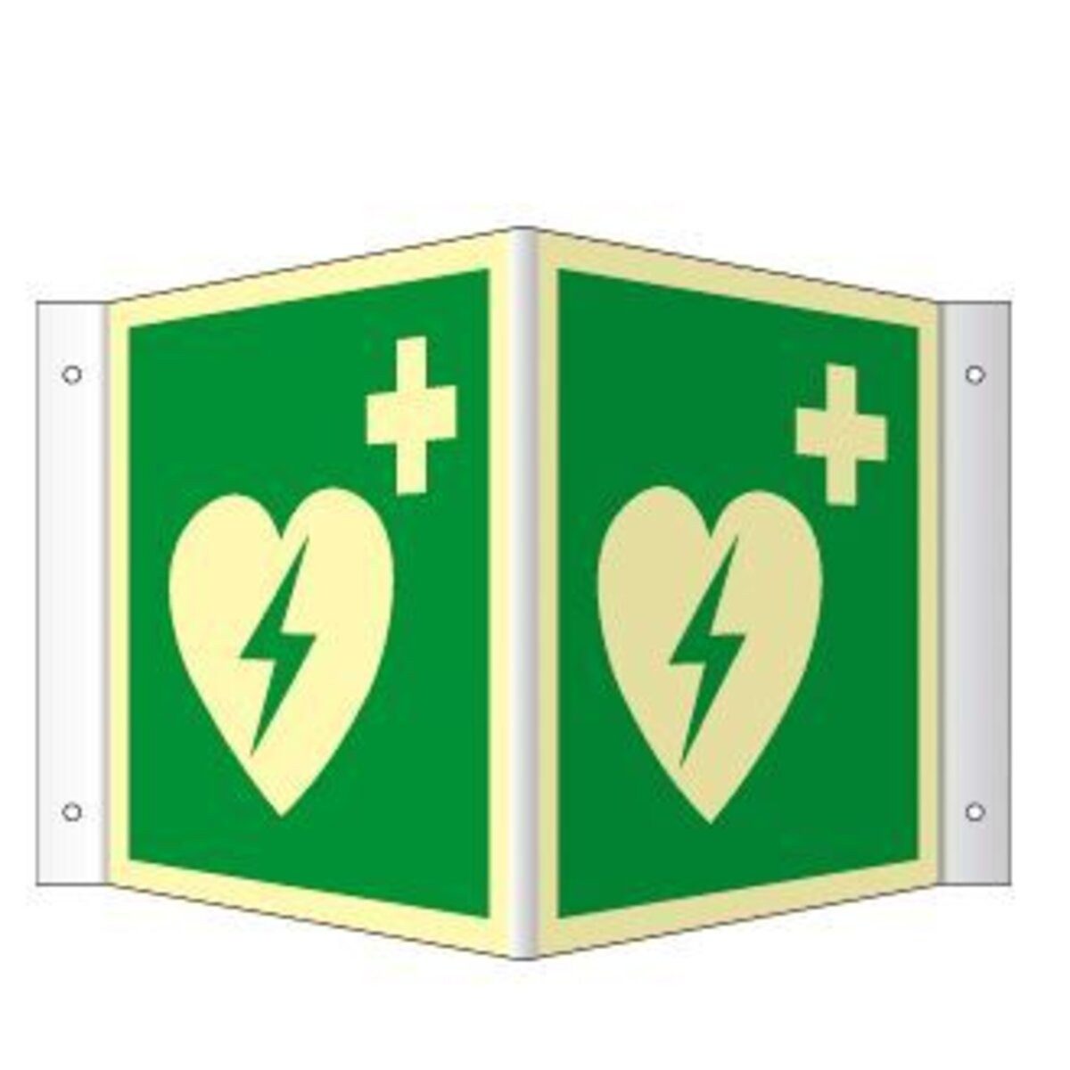MOEDEL Hinweisschild Winkelschild Automatisierter ext. Defibrillator ISO 7010 Kunststoff la