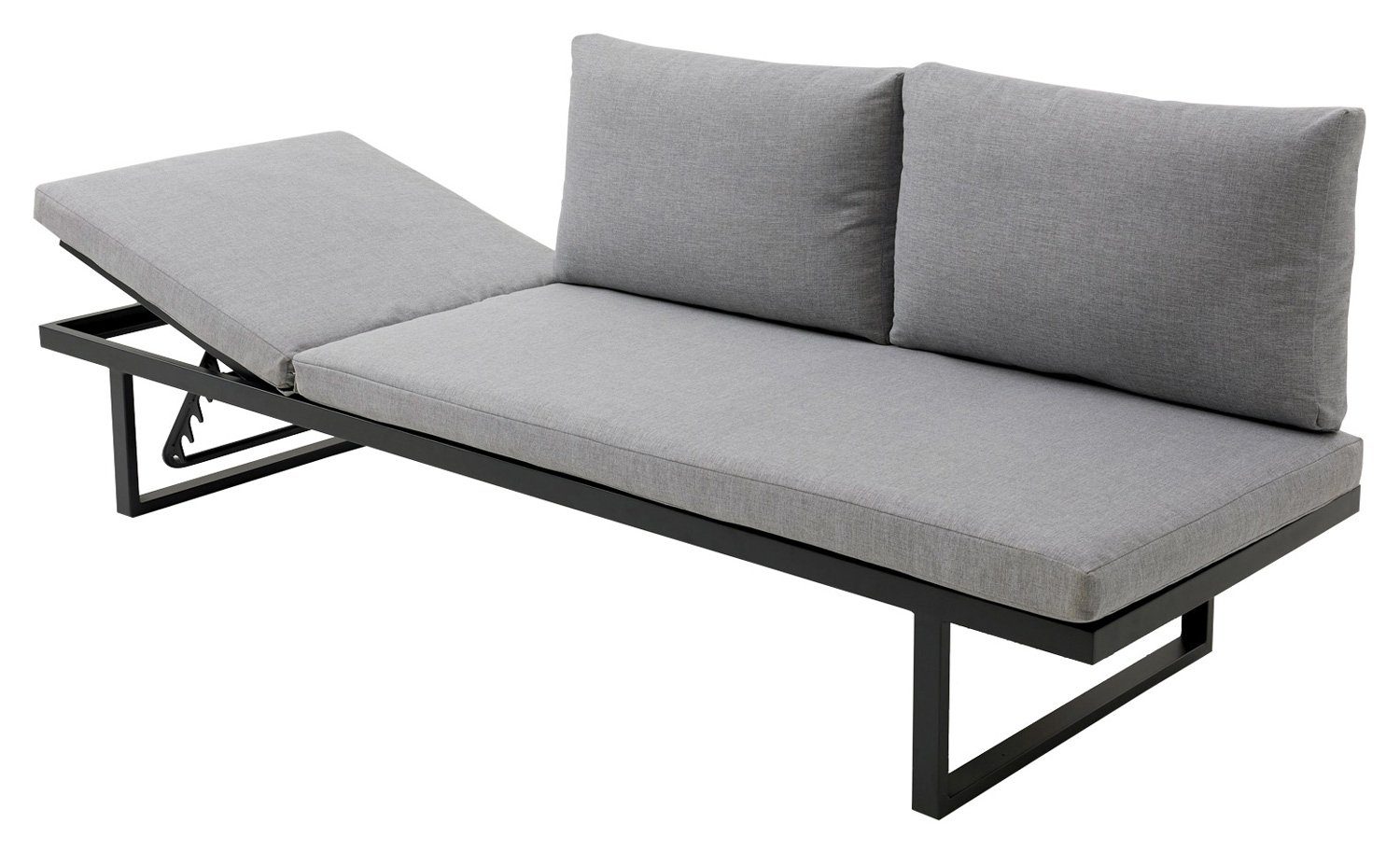 Outdoor Gartenbank BURGAS, Aluminium, Dunkelgrau, B 207 cm, verstellbar, mit Auflage und Kissen