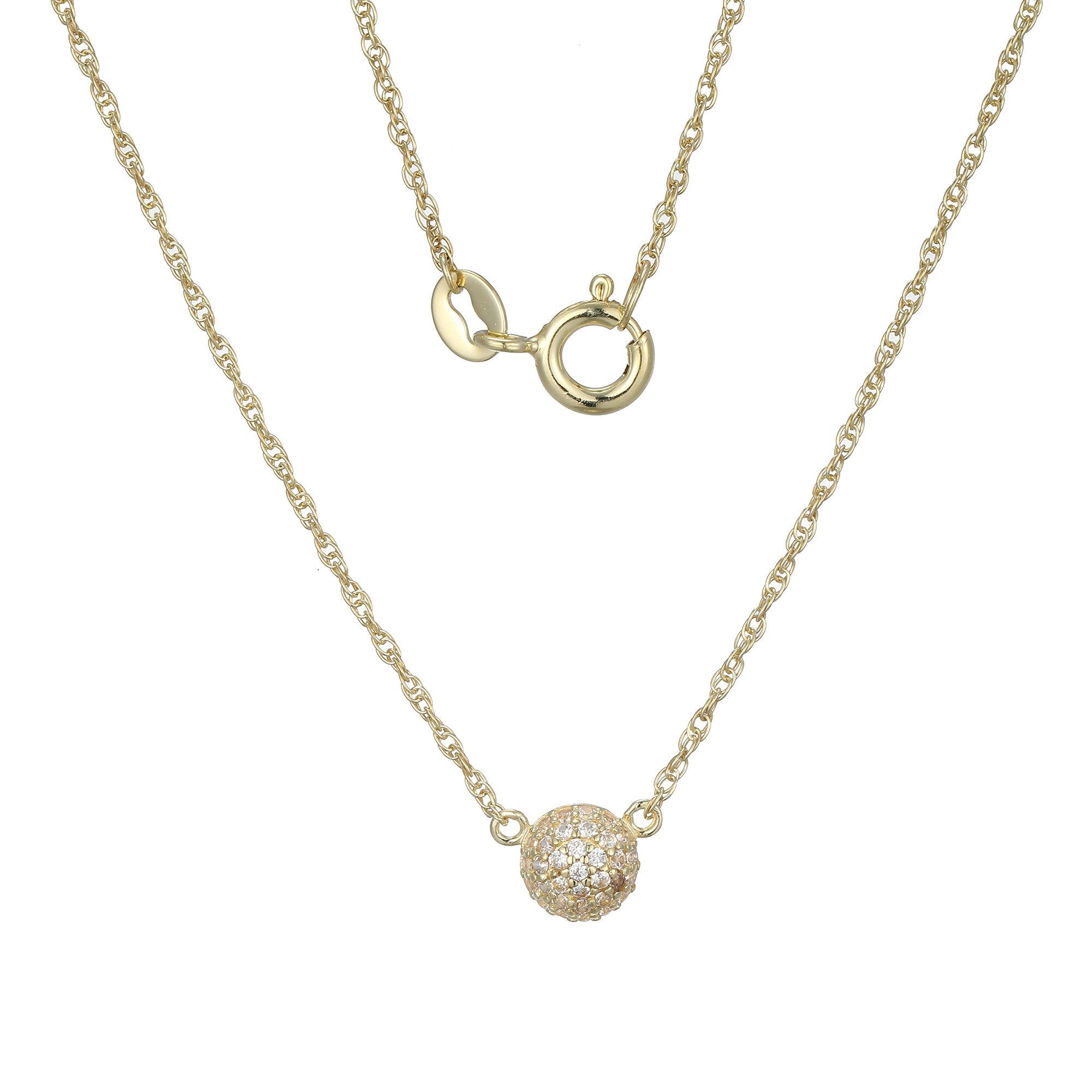 Silberkette Cavill Silbercollier 33 Zirkone 0,18 ct vergoldet 45 cm elegant