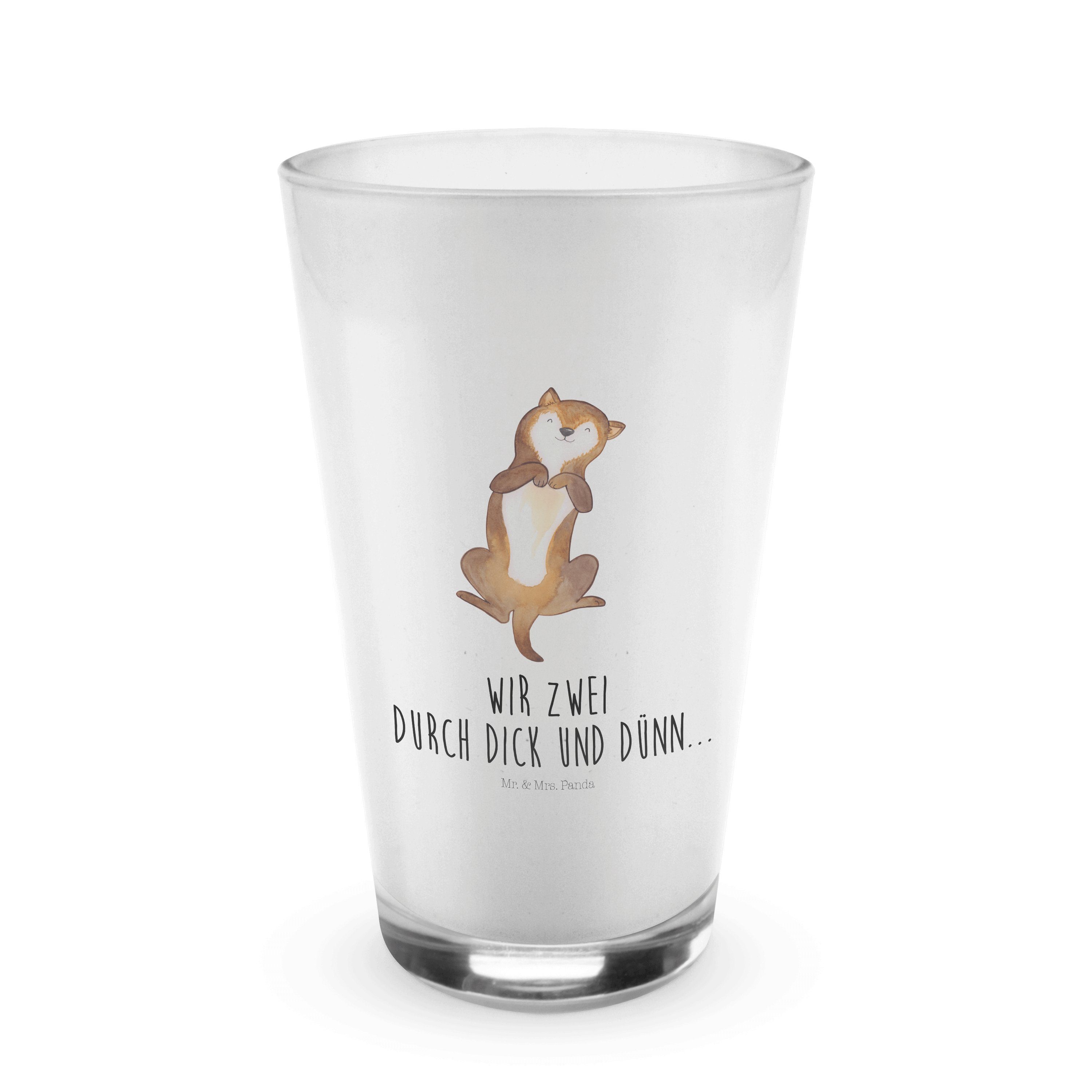 Mr. & Mrs. Panda Glas Hund Bauchkraulen - Transparent - Geschenk, Hunde, Hundewelpe, Cappuc, Premium Glas | Gläser