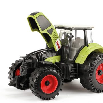 Toi-Toys Spiel, Spielzeugtraktor mit Anhänger Traktormodellfahrzeug mit Friktionsmotor