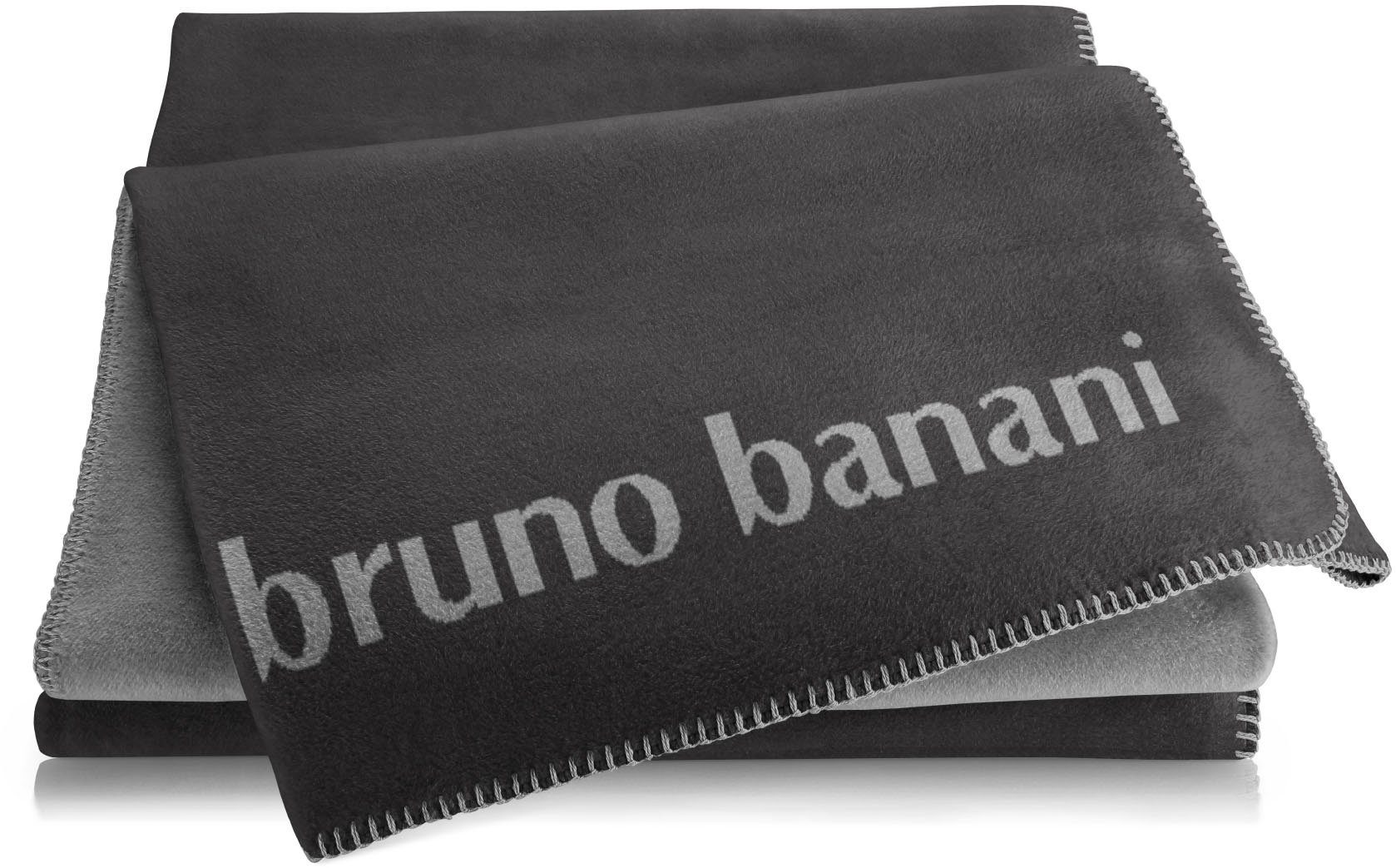Wohndecke Bruno Banani, Bruno Banani, mit modernem Zierstich anthrazit | Baumwolldecken