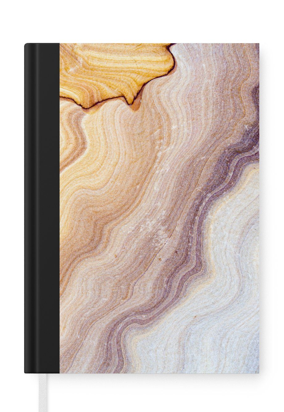 MuchoWow Notizbuch Marmor - Textur - Sandstein - Gold - Marmoroptik, Journal, Merkzettel, Tagebuch, Notizheft, A5, 98 Seiten, Haushaltsbuch