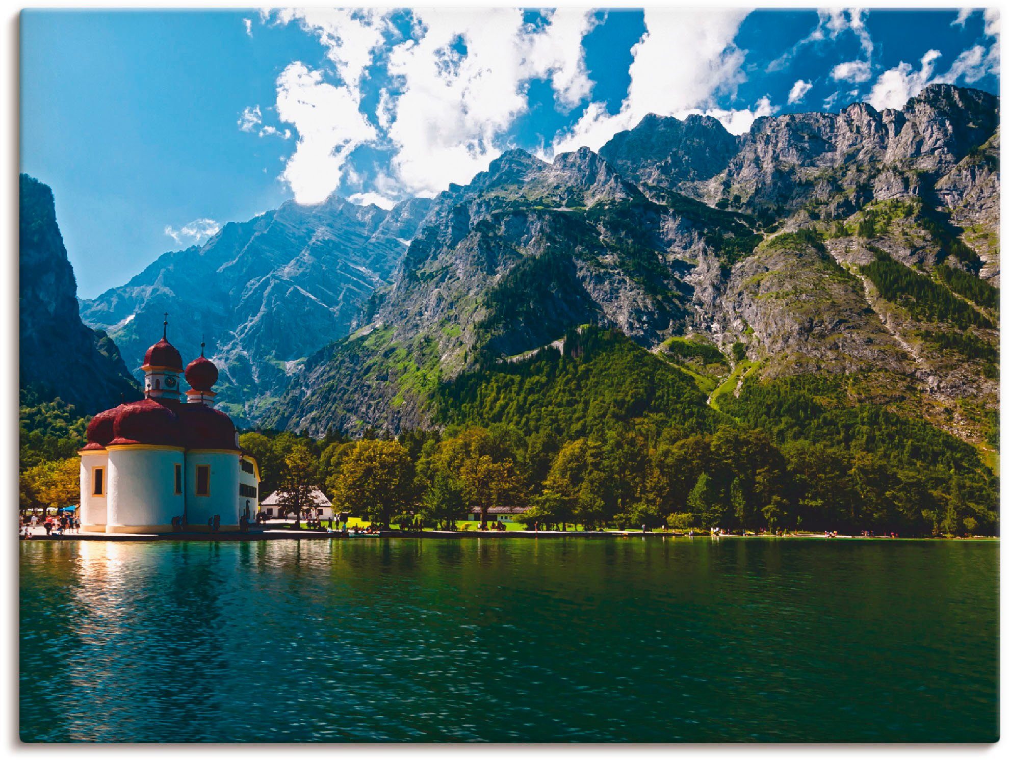Artland Leinwandbild St. Bartholomä (Königssee) I, Berge (1 St), auf Holzrahmen gespannt