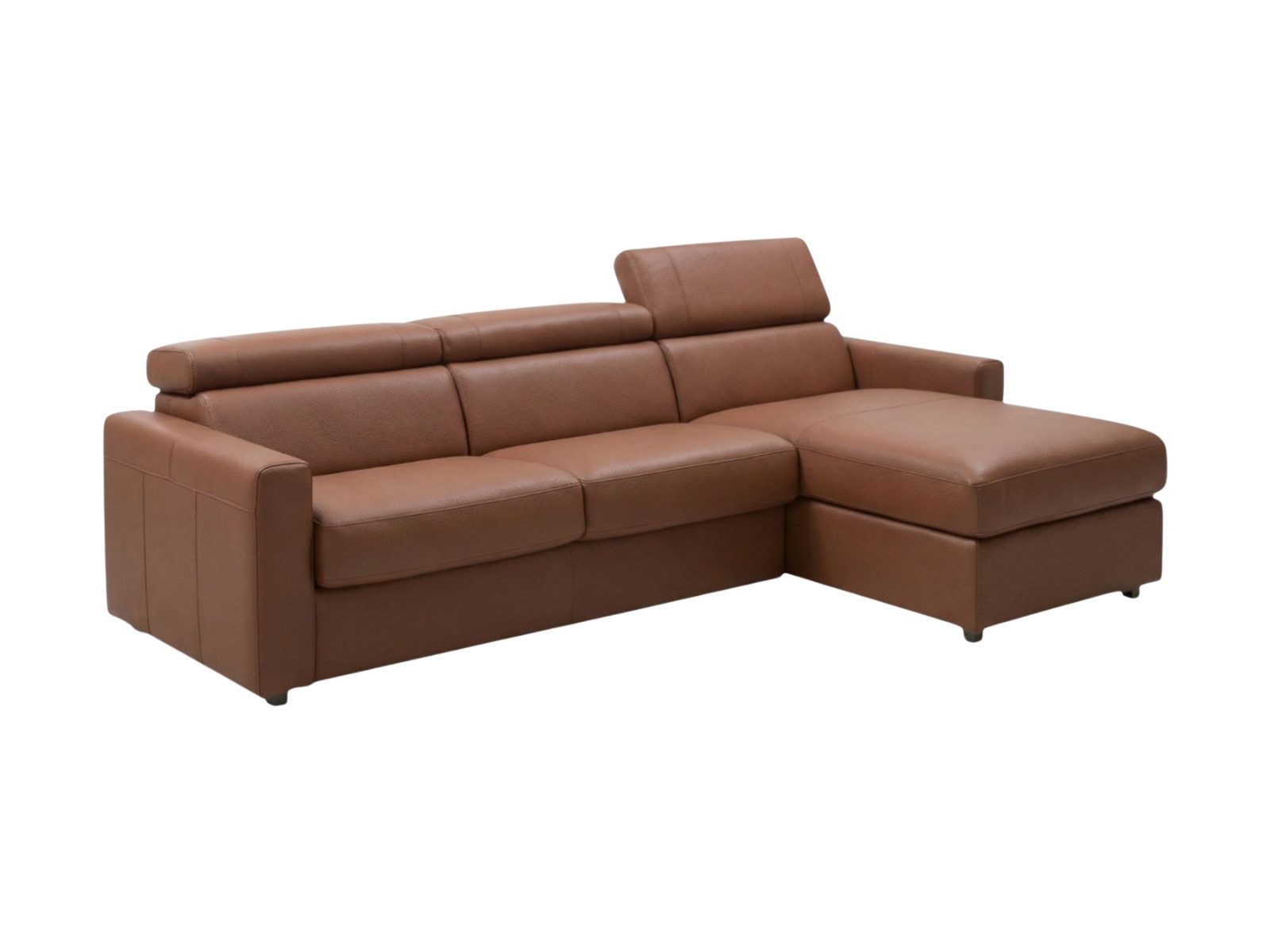 Villa Möbel Ecksofa Morris, L-Form 1 Teile, Echtleder-Ecksofa Bettfunktion und Kopfteilverstellung fürs Wohnzimmer
