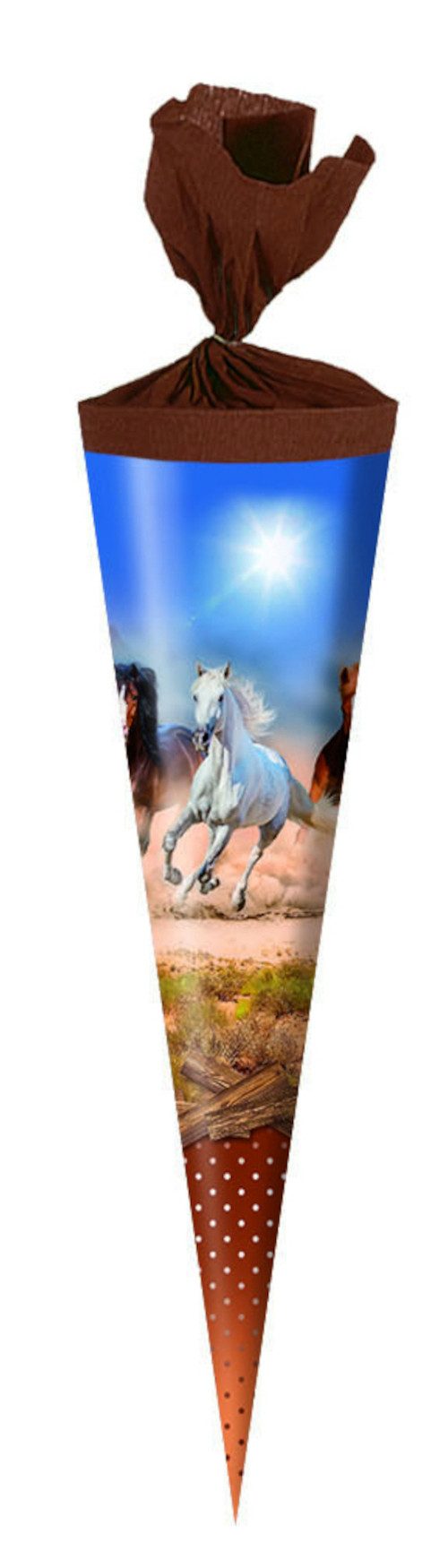 Verpackungsmittel GmbH Markneukirchen Schultüte Schultüte / Zuckertüte / Länge: 35cm / rund / "Pferde"