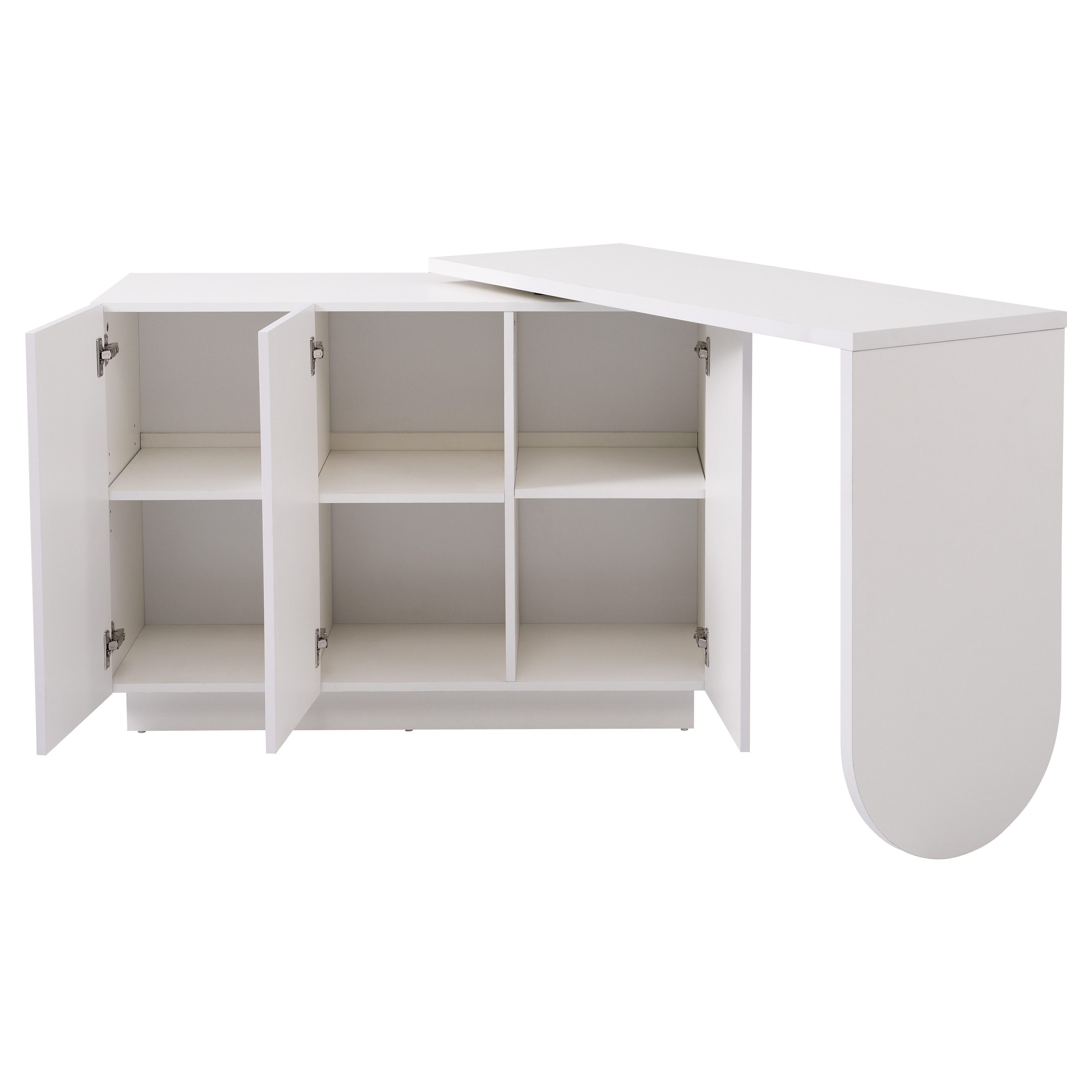 REDOM Schreibtisch Schreibtischr,L-förmiger Eck-Computertisch (Multifunktionaler L-förmiger Schreibtisch mit drehbarem Tisch und Stauraum, 110 cm, Weiß – Platzsparend, höhenverstellbare Einlegeböden, Soft-Close-Türen – Ideal für Büro, Arbeitszimmer und Frisiertisch, 110 x 60 x 75 cm)