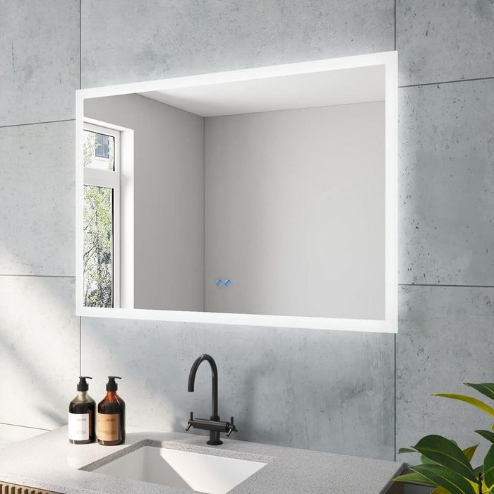 aqua batos Badspiegel Badezimmerspiegel Badspiegel Led Spiegel mit Beleuchtung Lichtspiegel 100x70cm Kaltweiß 6400K Anti-beschlag IP44 Energiesparend