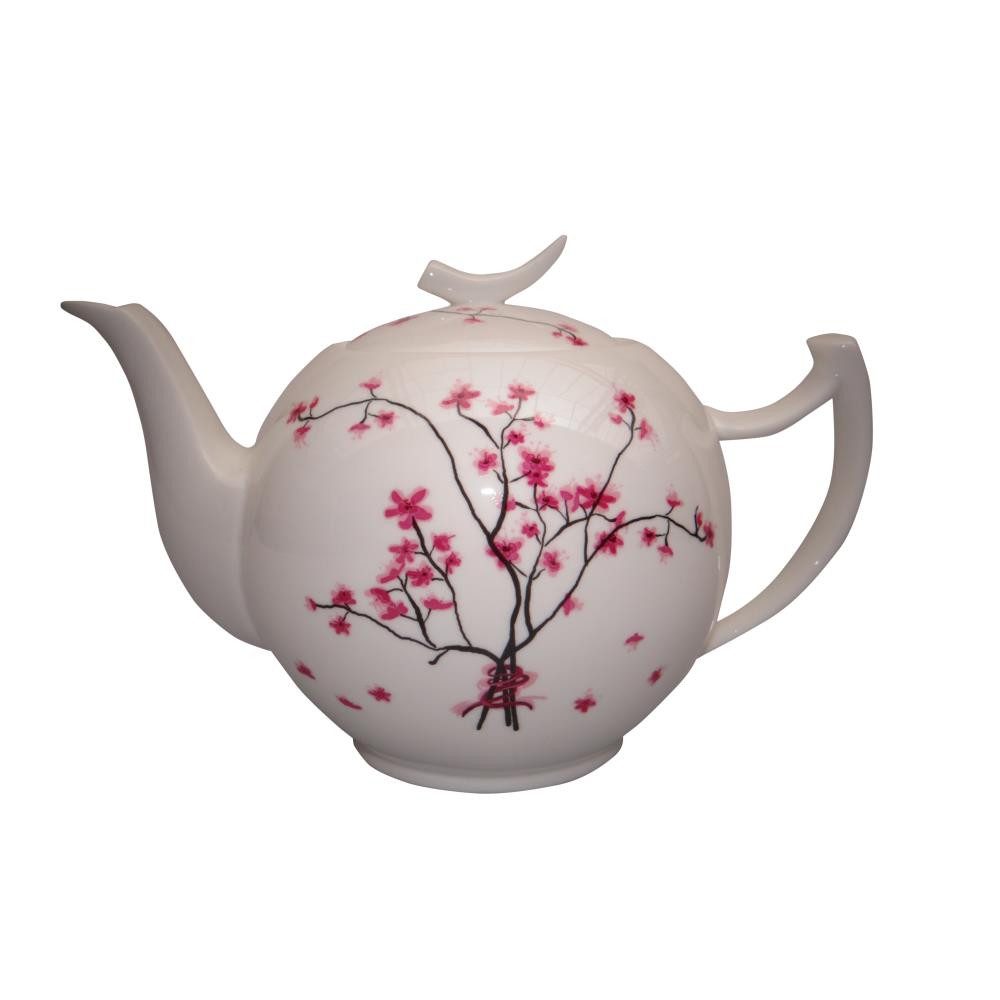 TeaLogic Teekanne, 1000 l, Spülmaschinengeeignet, Weiß, Motiv: Kirschblüten