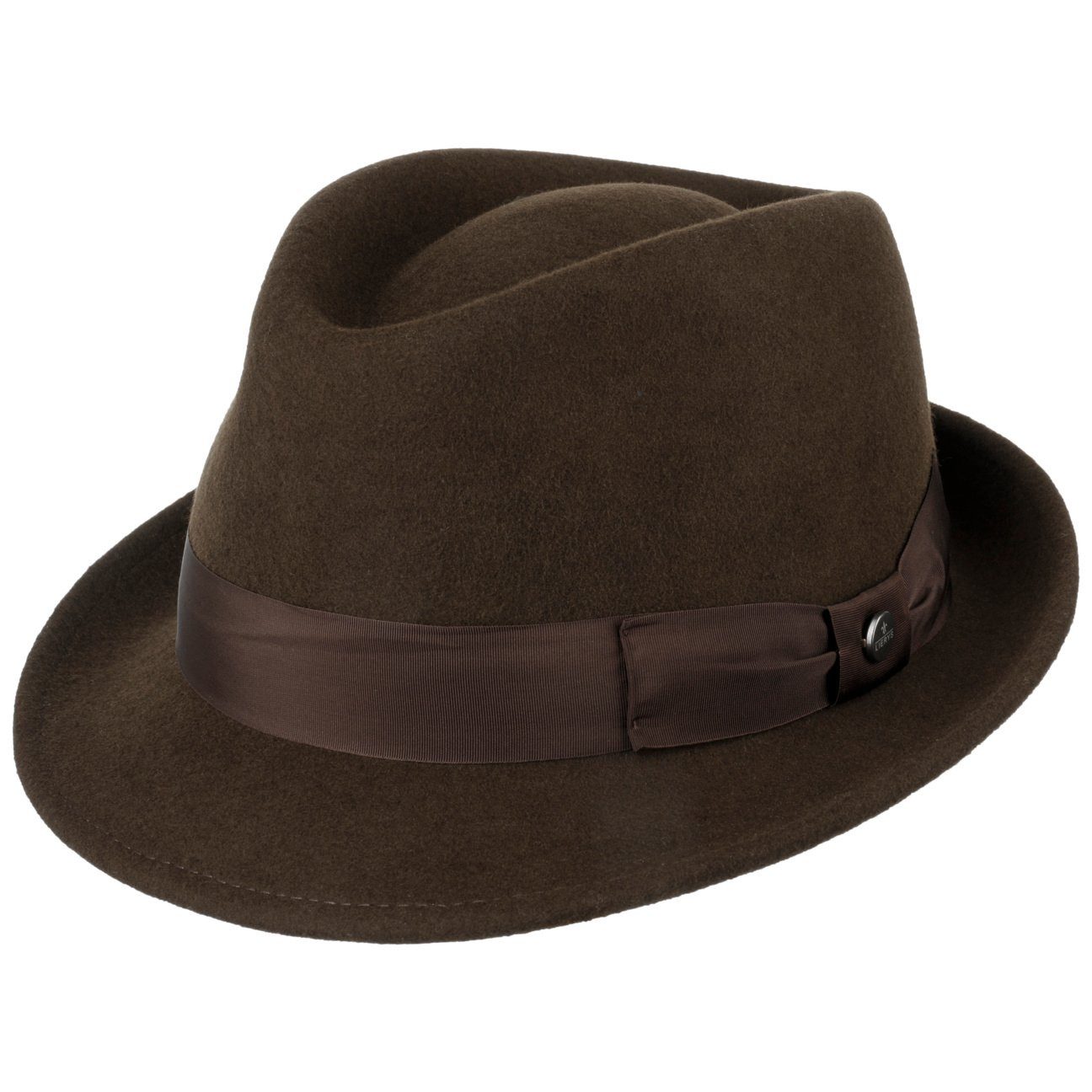 Herrenhut (1-St) Ripsband Trilby Lierys mit dunkelbraun