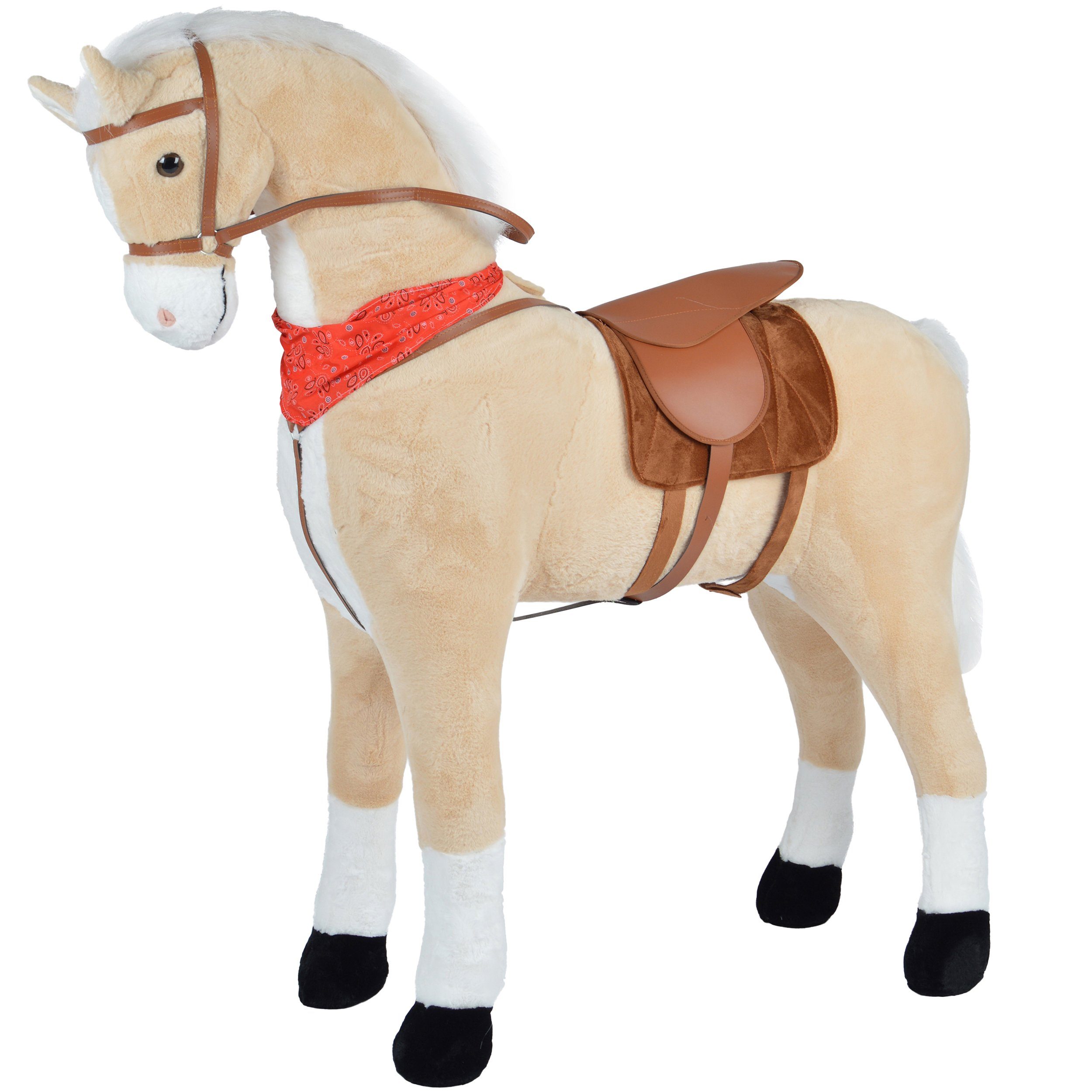 Pink Papaya Stehpferd Giant XXL 125 cm Kinder Stehpferd zum Reiten Plüschpferd, Fast lebensgroßes Spielpferd mit Sounds bis 100kg belastbar