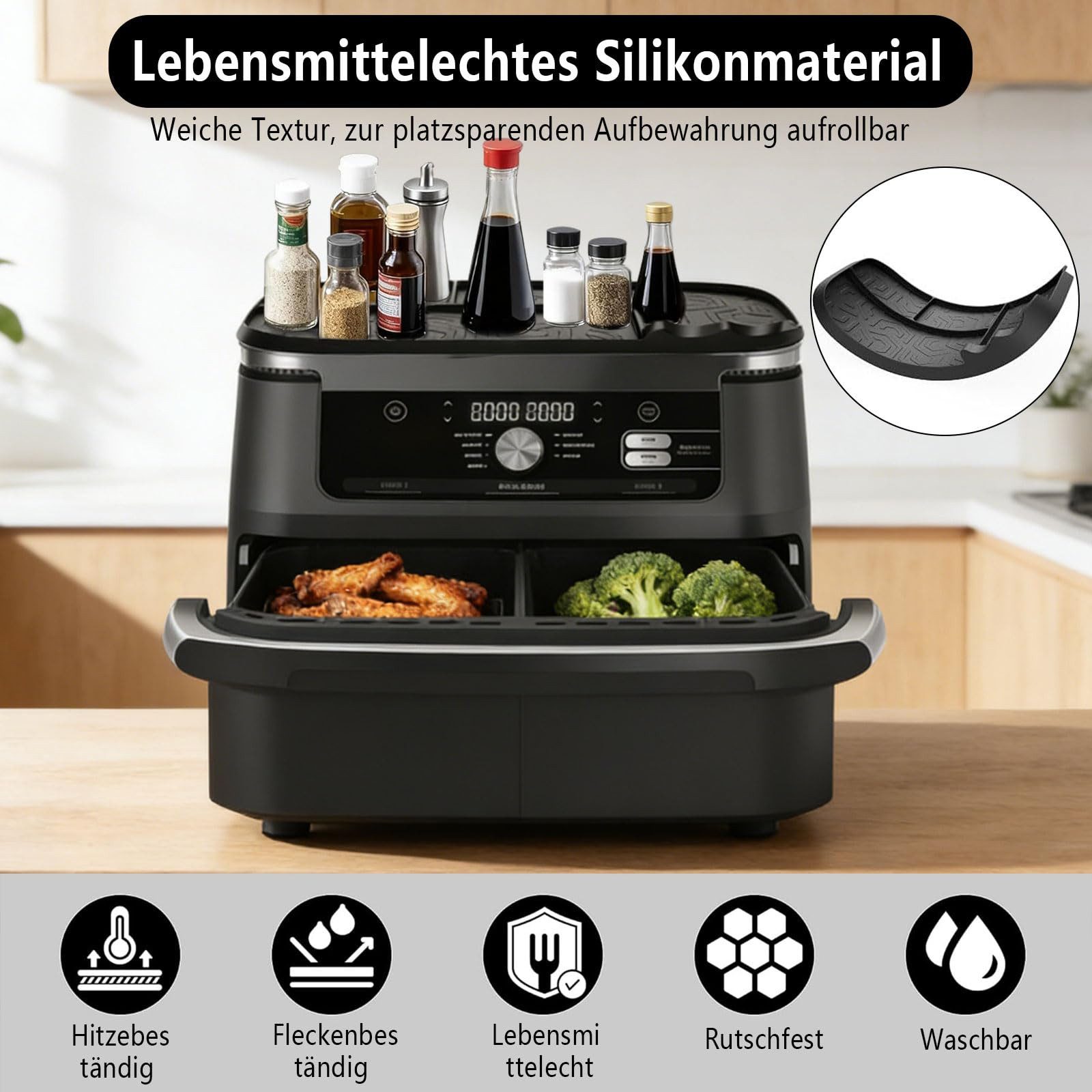 Agger Silikonform Airfryer Zubehör für Ninja AF400EU/AF451EU/AF500EU/DZ400EU, Heißluftfritteuse Zubehör Spülmaschinenfest – Bild 4 von 5