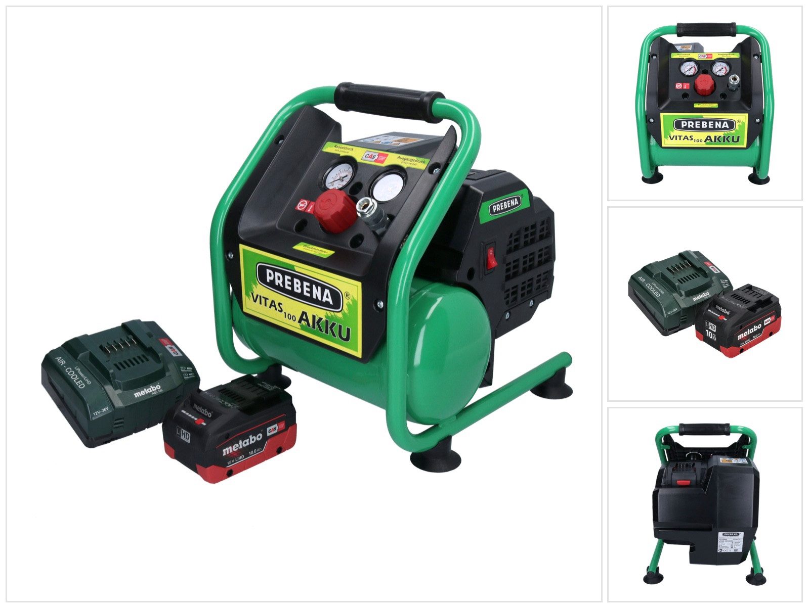 Prebena Akku-Handkompressor VITAS 100-AKKU Kompressor 18 V 5 l 8 bar CAS Brushless + 1x Akku 10,0
