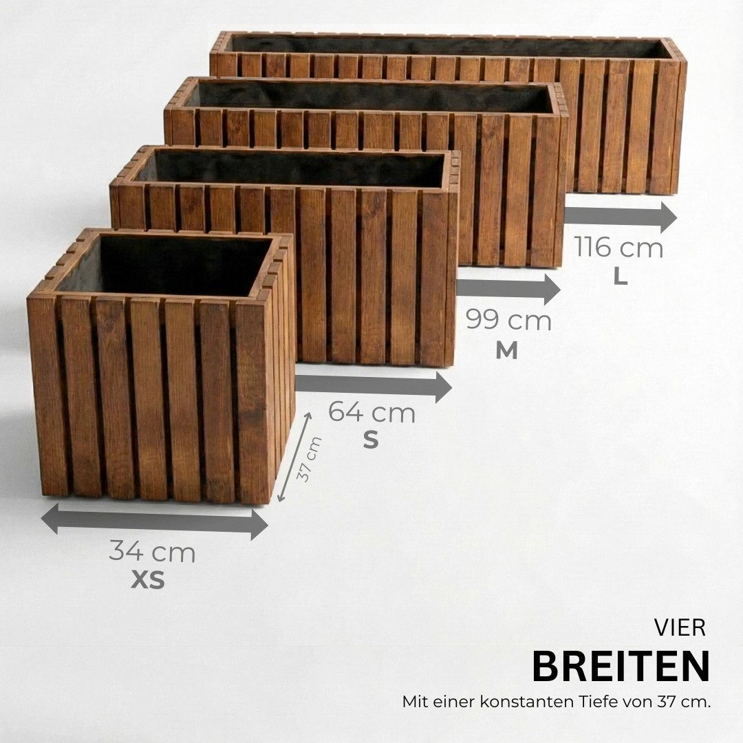 Pflanzkübel Pflanzkübel Holz TAVO73 - Kiefer Blumenkasten für außen, massiv groß