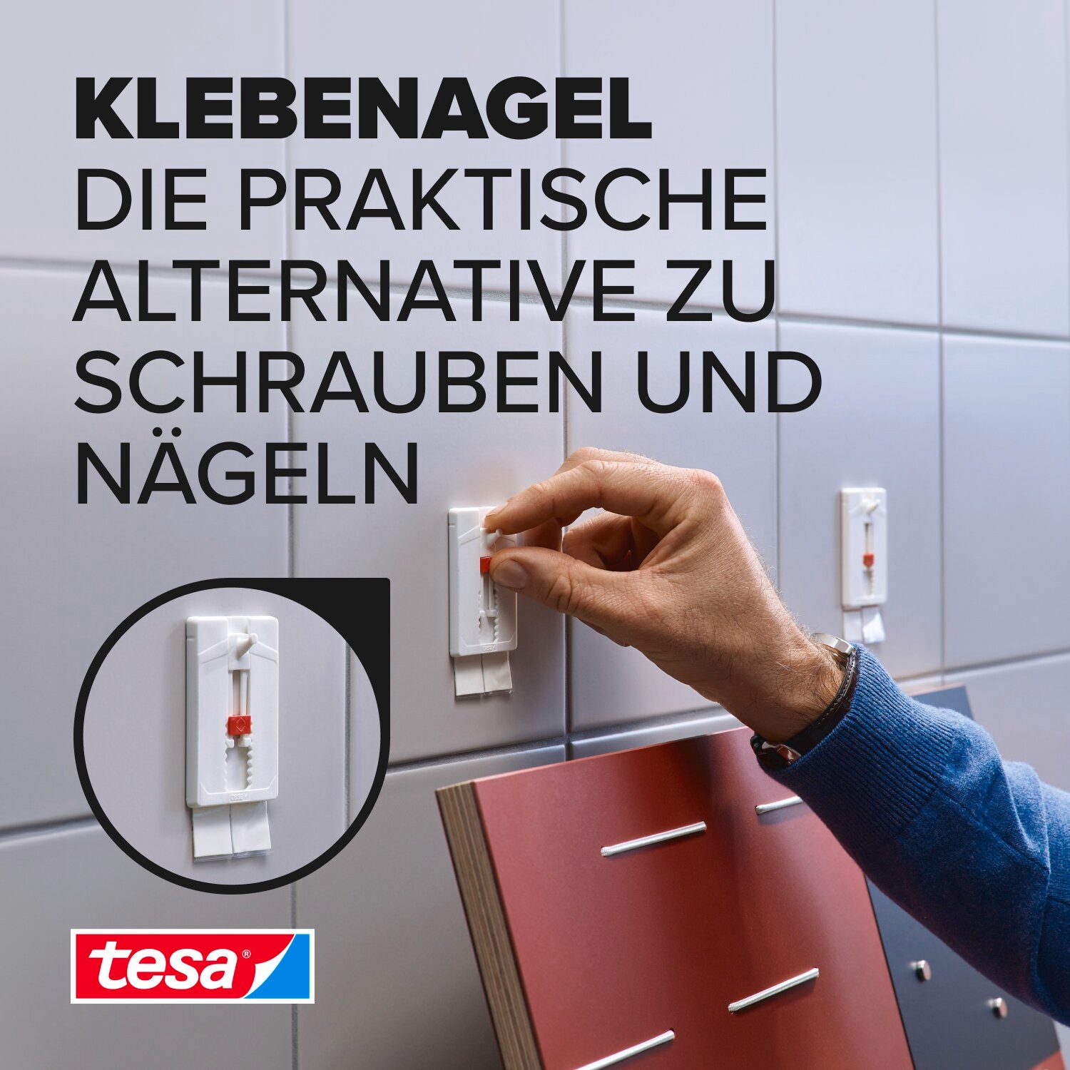 tesa Klebehaken 2x tesa Klebenagel Fliesen&Metall, 2er Set, 2 kg Haltekraft günstig online kaufen