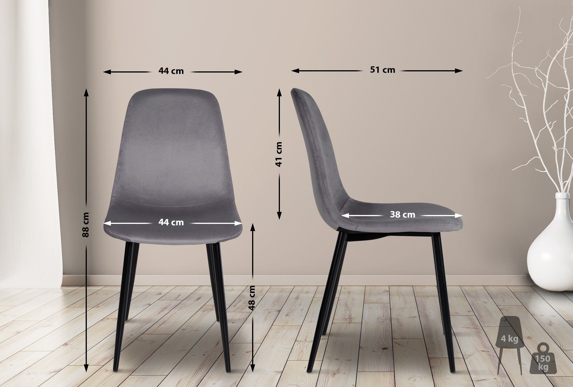 CLP Esszimmerstuhl Napier (4er Set), Metall, günstig online kaufen