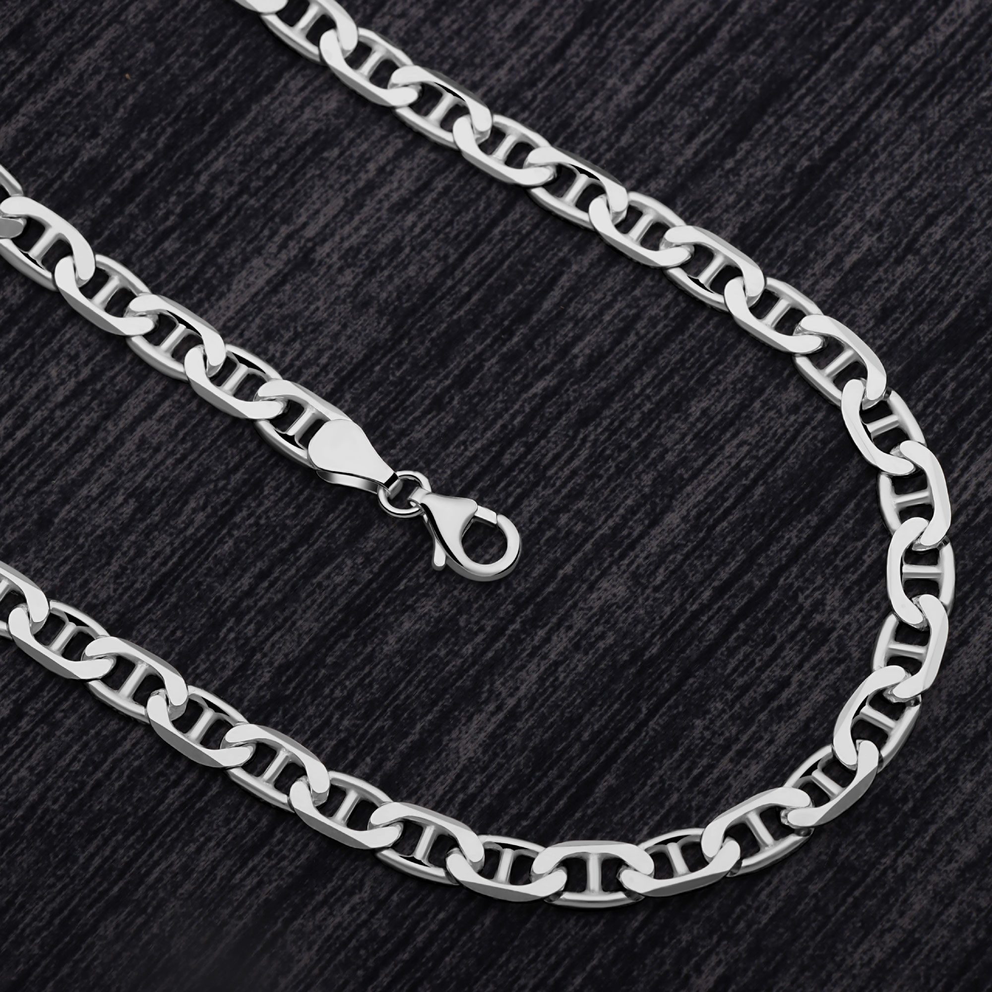 Tony Fein Silberarmband Stegpanzerarmband 5,5 mm 925er Sterling Silber Massiv, Made in Italy für Damen und Herren – Bild 5 von 5