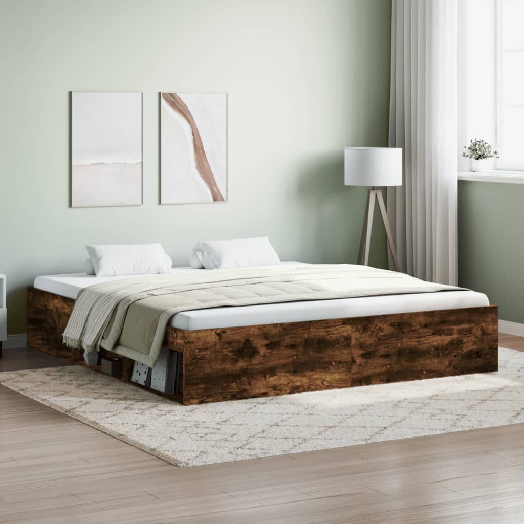 vidaXL Bett, Bettgestell Räuchereiche 180x200 cm günstig online kaufen