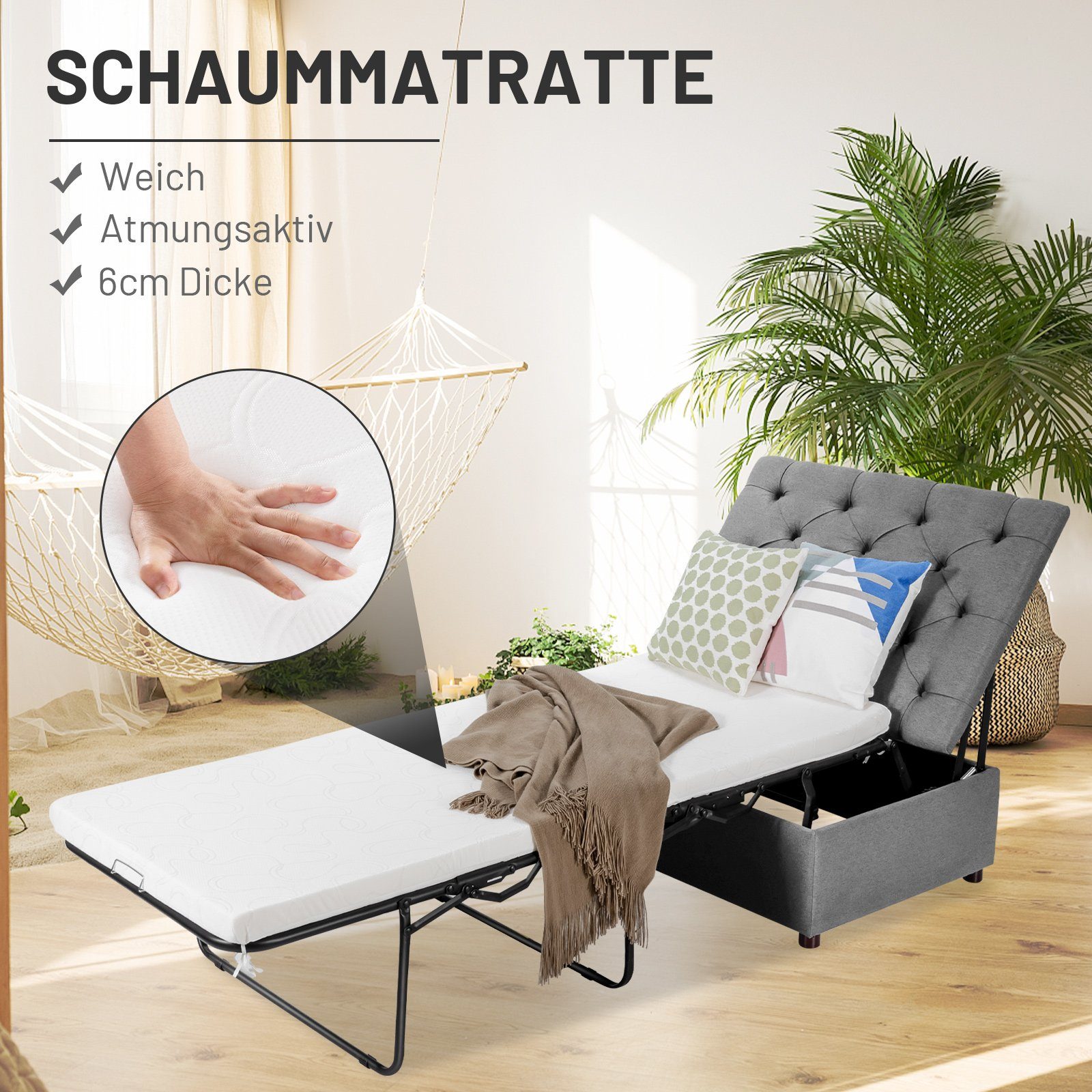 Bettstützbrett Für Ausziehbett – 147 X 122 Cm, Faltbar, Wasserfest, Für Schlafsofa & Gästebett