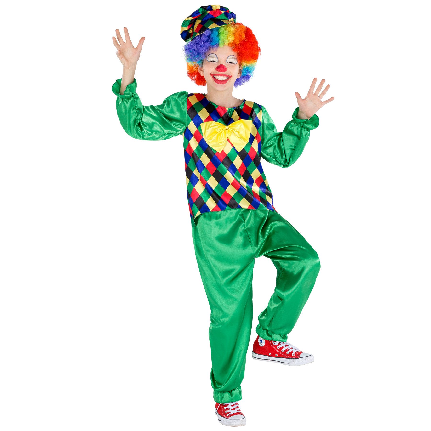 dressforfun Clown-Kostüm Jungenkostüm Clown Freddy, Satin-Glanz-Hose mit Gummizug