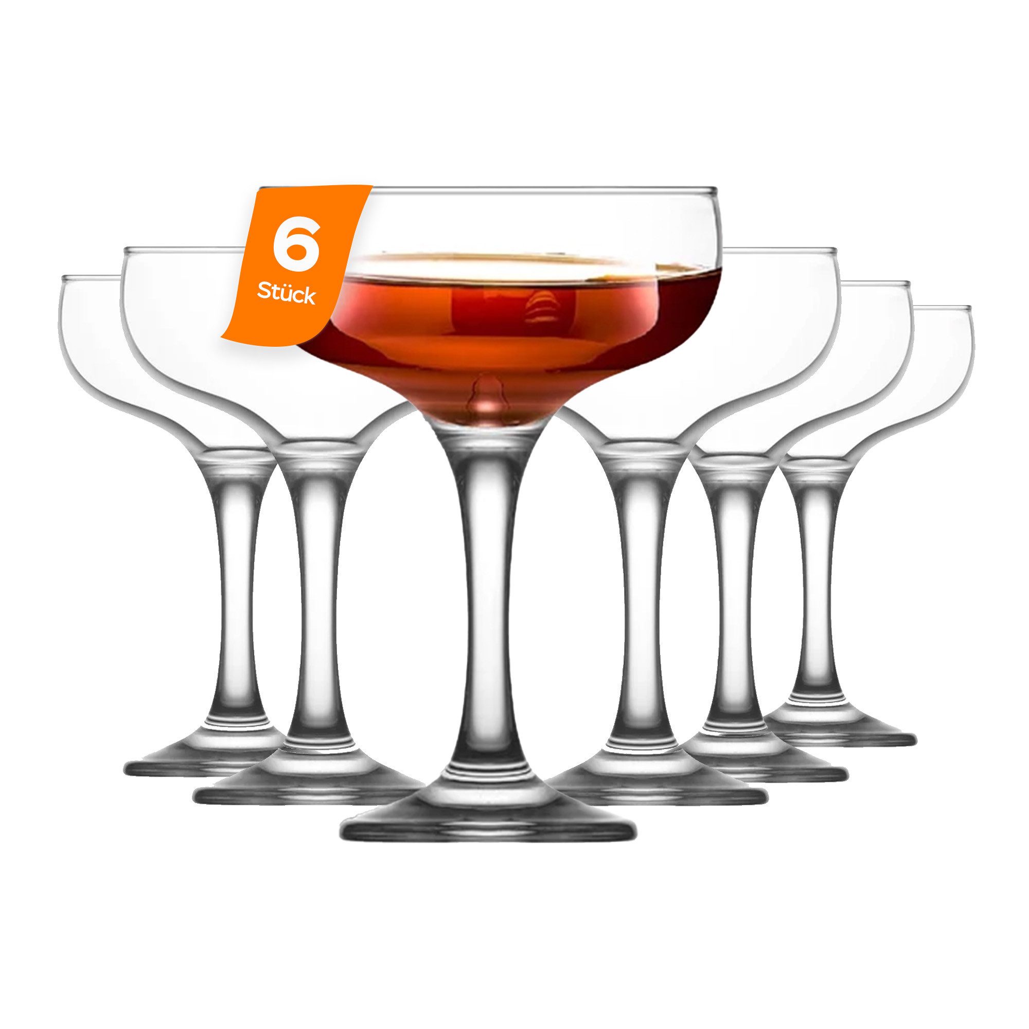 LAV Gläser-Set Misket Champagnergläser, 6-tlg., Glas, 6er Set, 235ml, Ideal für Champagner, Cocktails