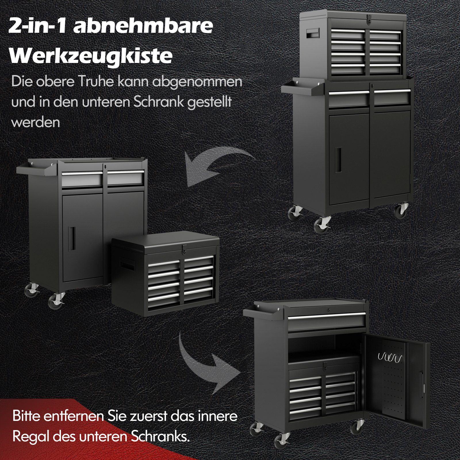COSTWAY Werkzeugwagen, max. Traglast:100,00 kg, mit 5 Schubladen, abnehmbar