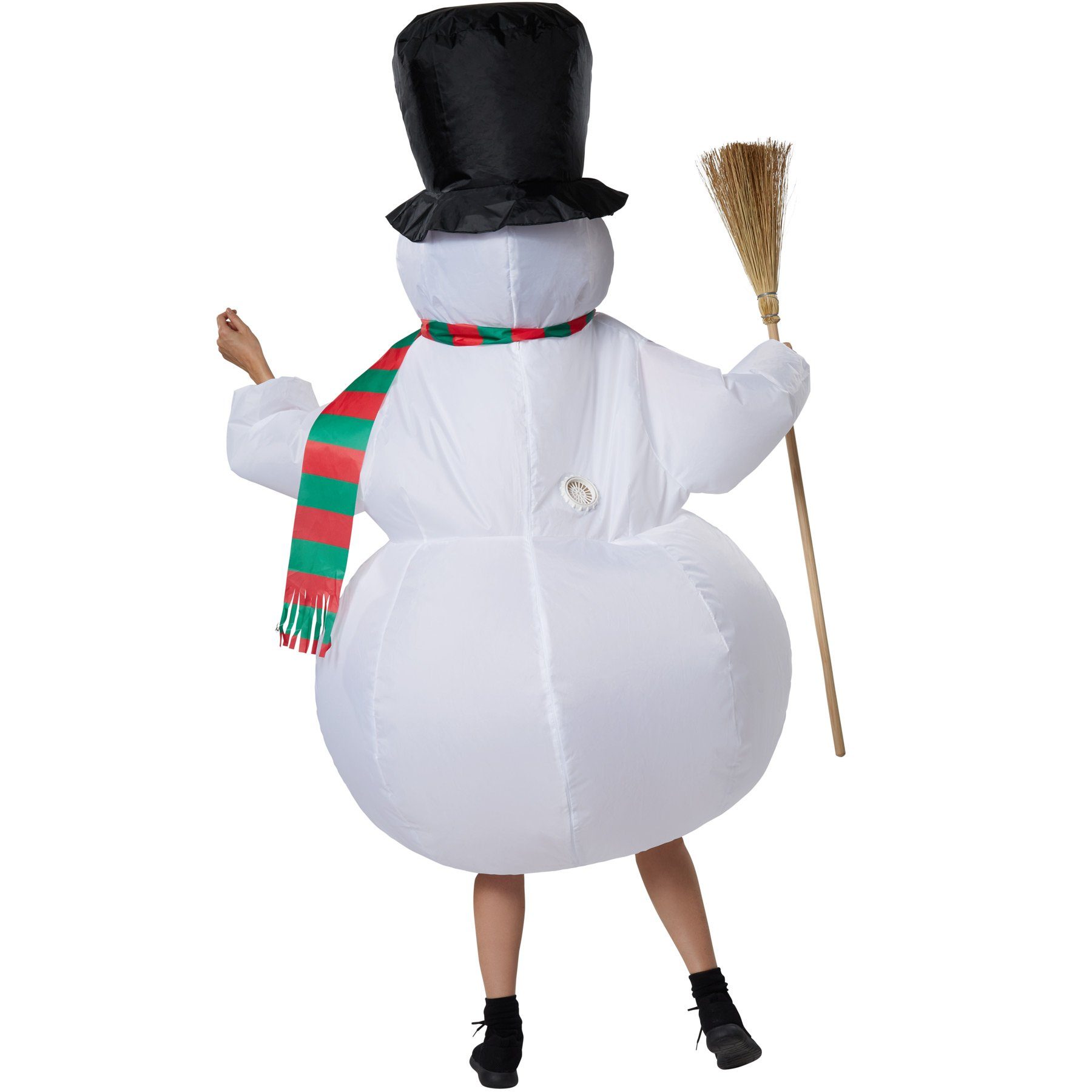 dressforfun Kostüm Aufblasanzug/Luftverkleidung, Schneemann-Outfit mit Zylinder und, in schwarz/weiß, Gr. Einheitsgröße, In 30 Sekunden auf voller Größe