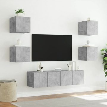 vidaXL TV-Wand 6-tlg. Wohnwand mit LED-Beleuchtung Betongrau Holzwerkstoff, (1-St)