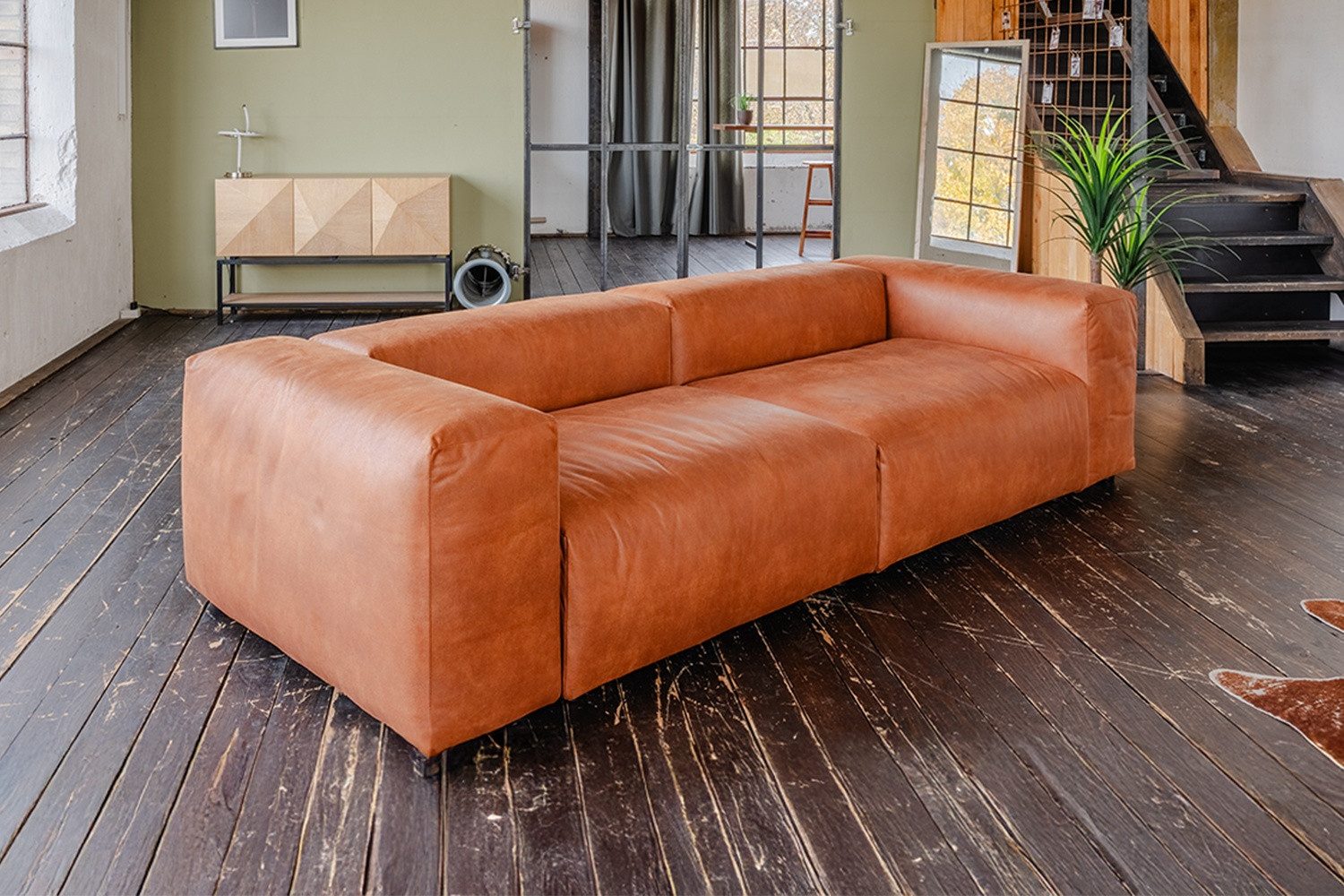 KAWOLA Sofa MIA Modulsofa Lederfaserstoff 6-tlg. – moderne Couch – flexibel, Edle Lederoptik, pflegeleicht & individuell kombinierbar