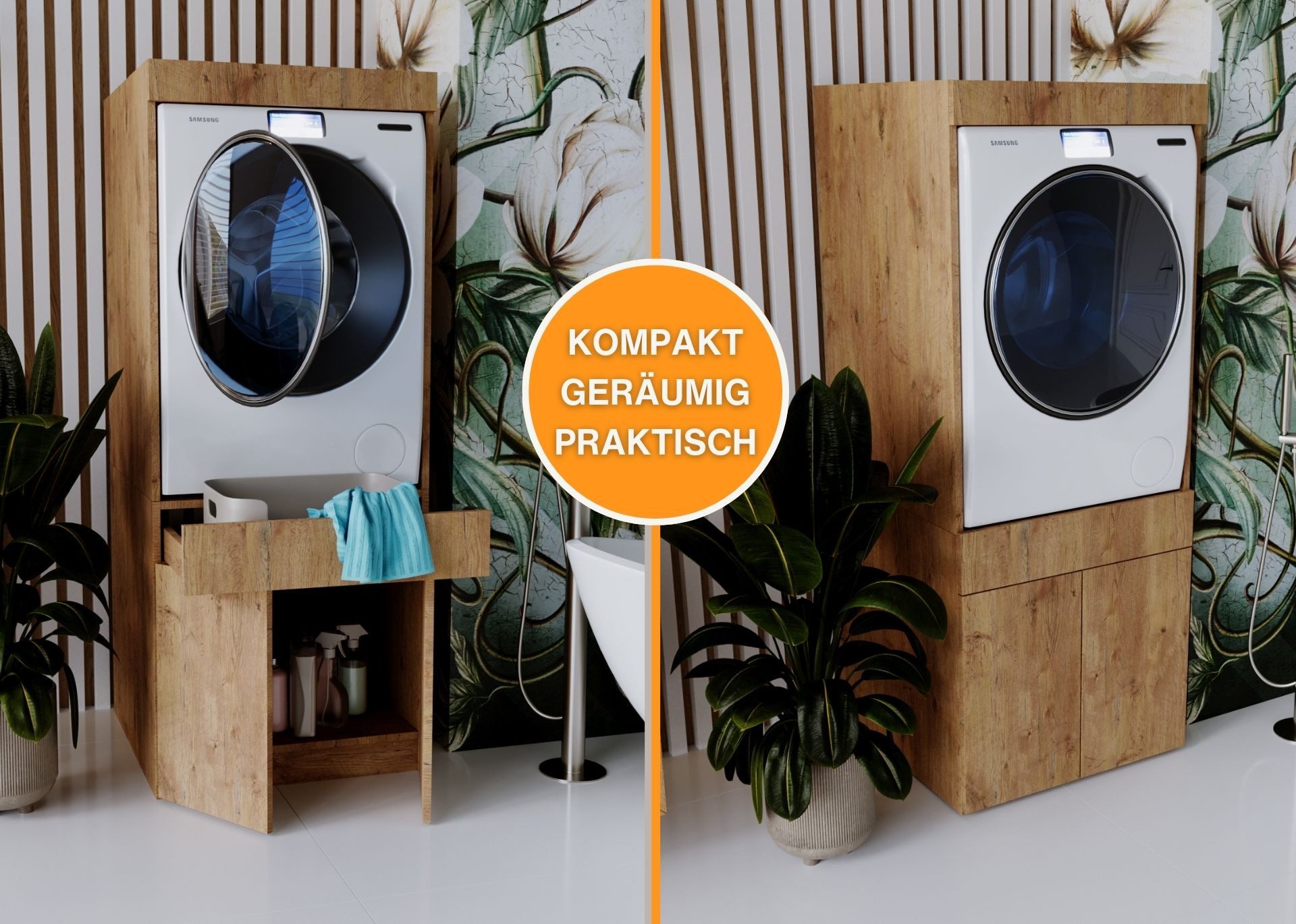 CraftPAK Waschmaschinenumbauschrank mit Stauraum für Waschmaschine günstig online kaufen