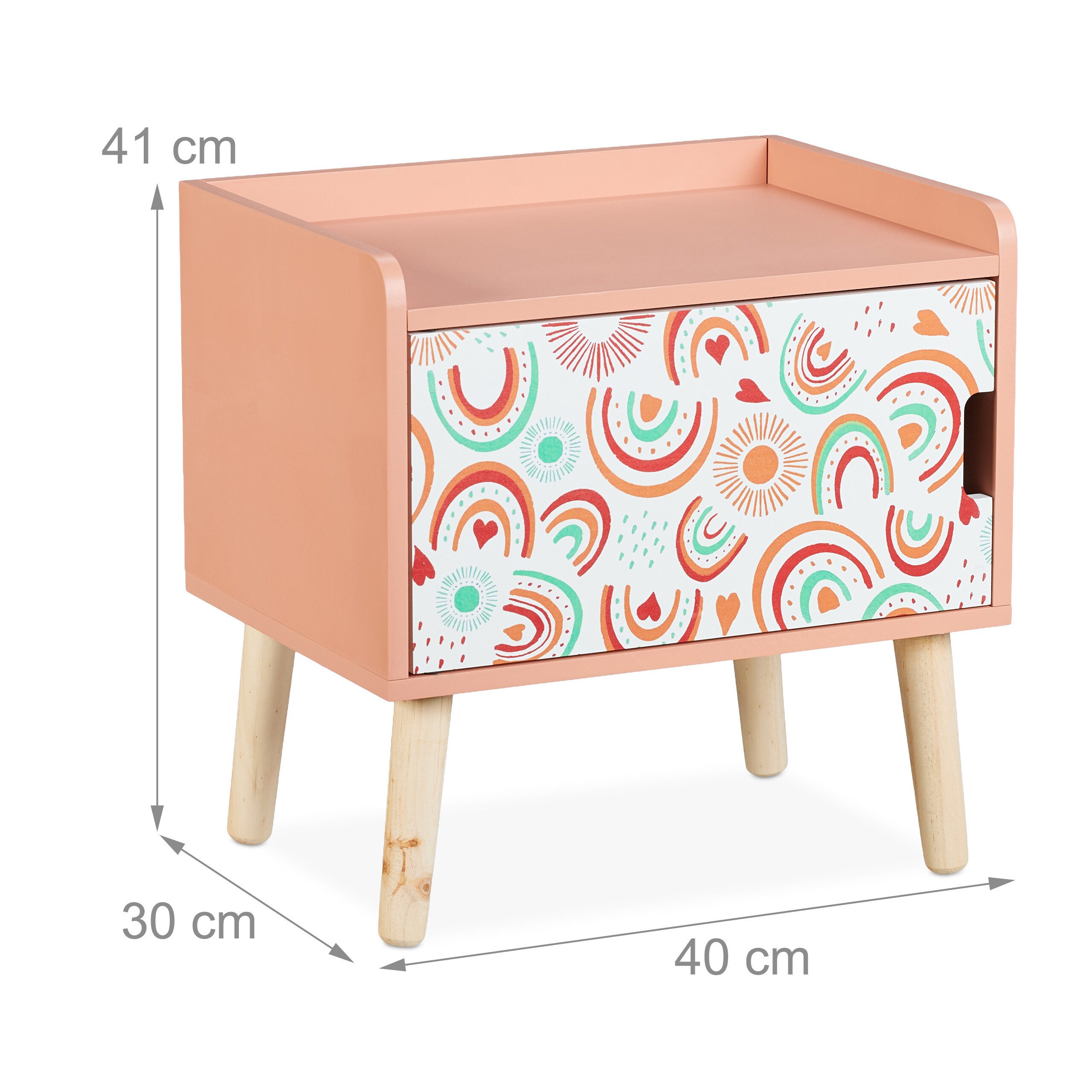 relaxdays Nachttisch für Kinder mit Staufach (1-St), A – Bild 4 von 5