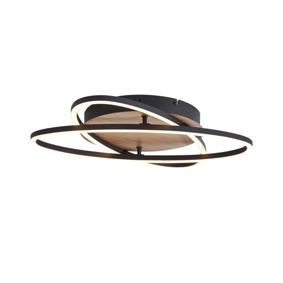 Qazqa Deckenleuchte Kane, LED fest integriert, Extra-Warmweiß, QAZQA Deckenleuchte, integrated, Schwarz, Kunststoff, Modern