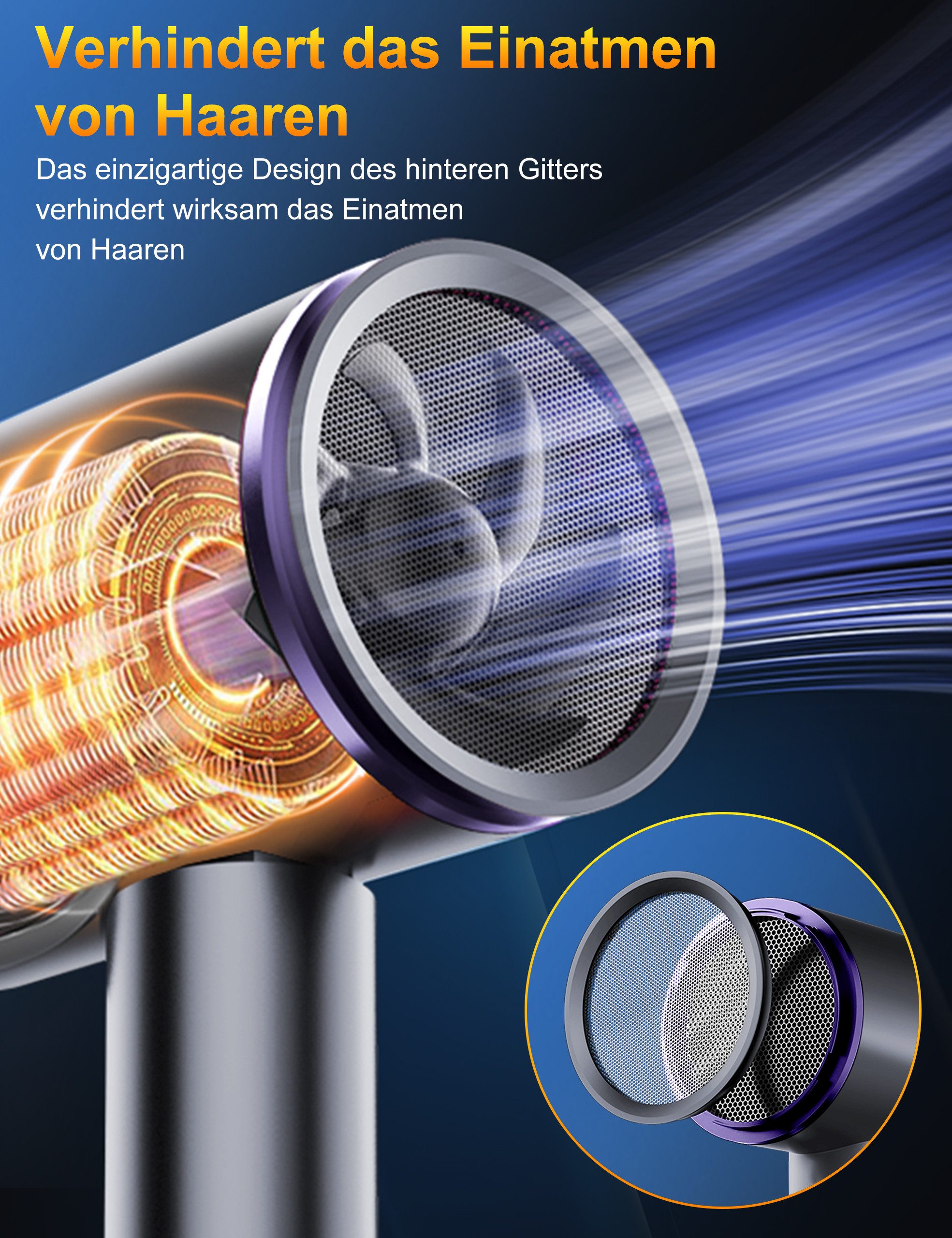 ibettertec Haartrockner Haartrockner Föhn Ionen,klappbar,mit 3 Stylingdüse, 2400 W, Schnelltrocknen Hair Dryer Mit 6 Temperatureinstellungen, Reiseföhn Hairdrye – Bild 3 von 5