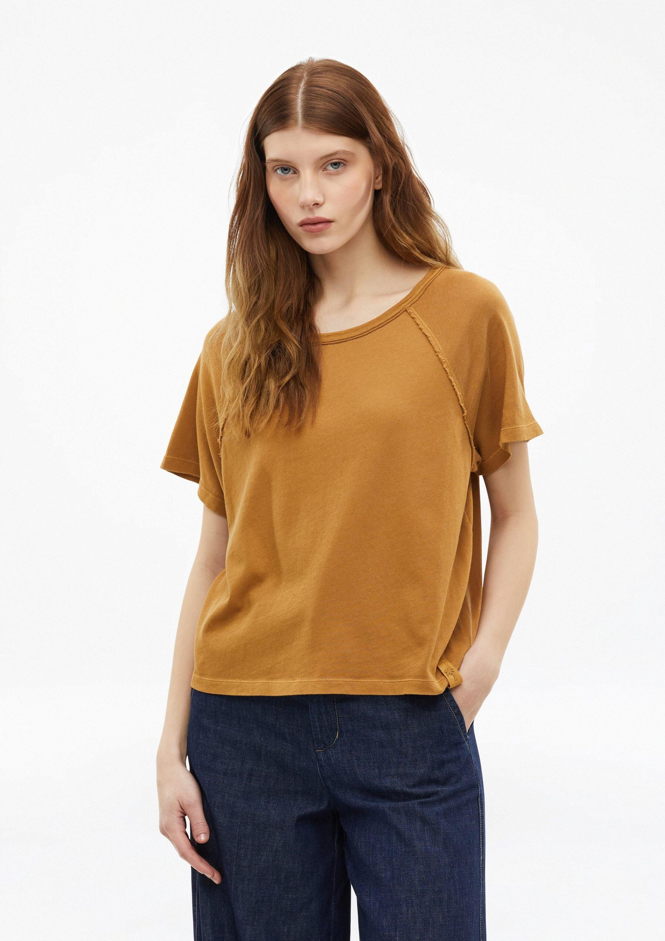 s.Oliver Kurzarmshirt T-Shirt T-Shirt mit Garment Dye und offenen Kanten