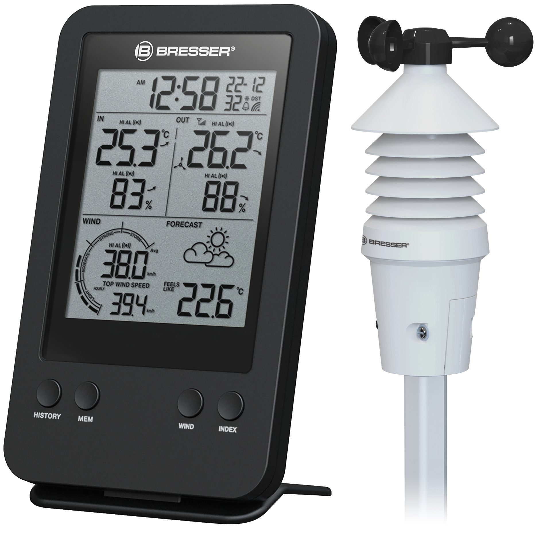 BRESSER 3-in-1 Profi Windmesser Wetterstation