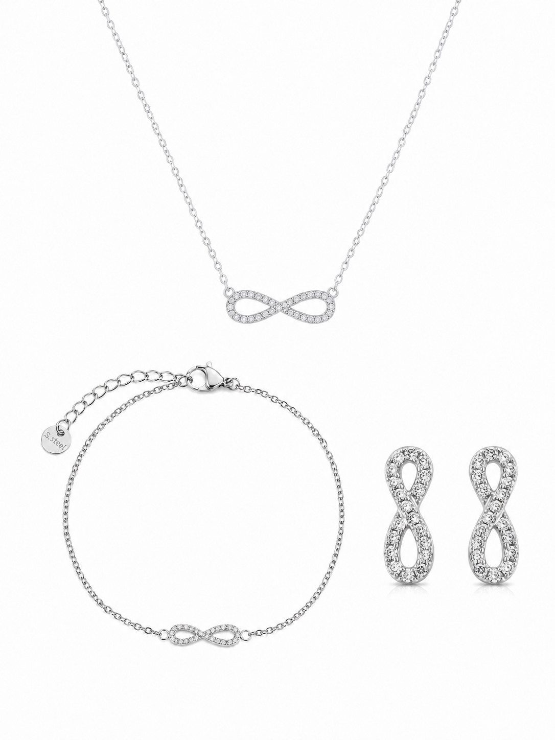 Brise Schmuck Schmuckset Schmuckset Damen Infinity Edelstahl Halskette & Armband Gold/Silber (Schmuckset, 1 Armband, 1 Halskette), Infinity Schmuckset, verstellbar, hautfreundlich und rostfrei