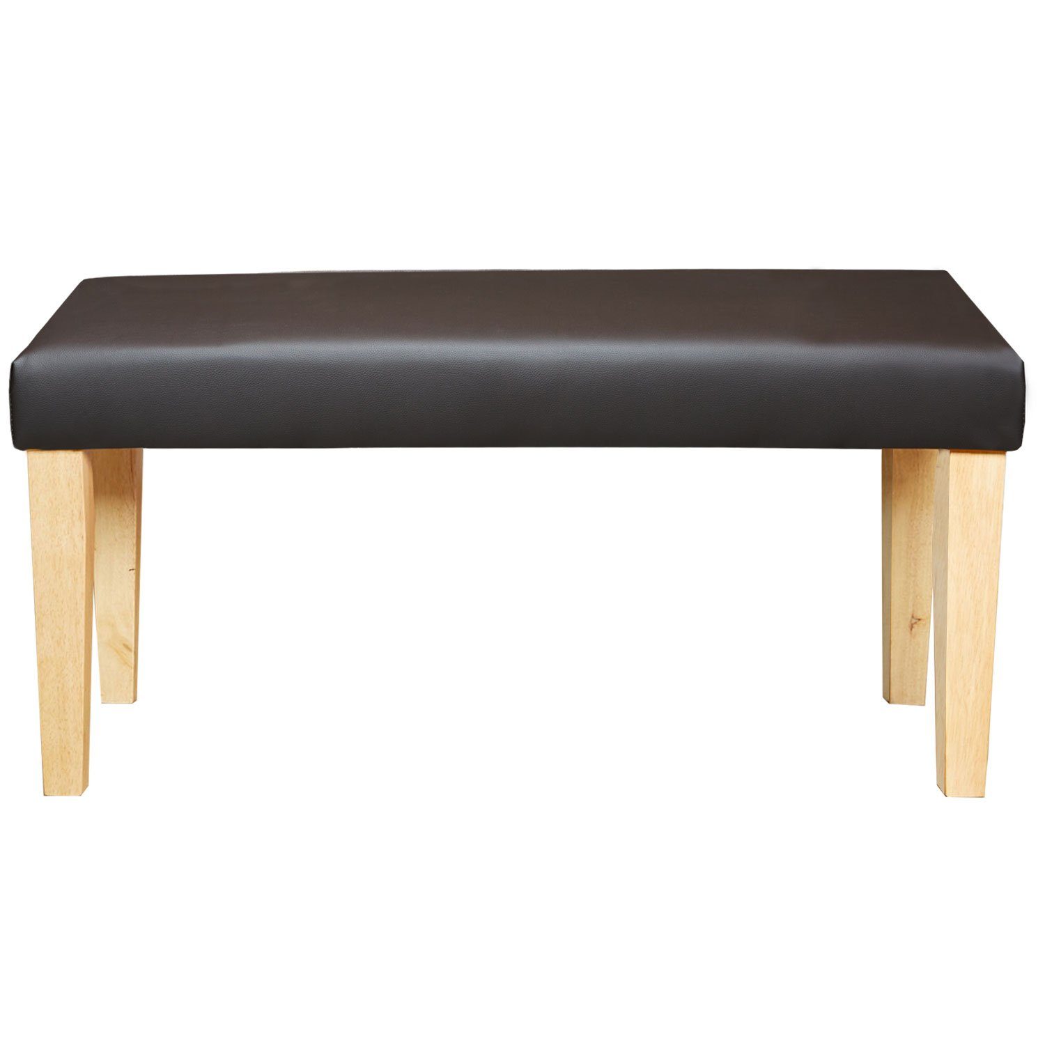 Homestyle4u Polsterbank 103 cm Sitzbank PVC Betthocker Bank Kunstleder Braun Holzbeine