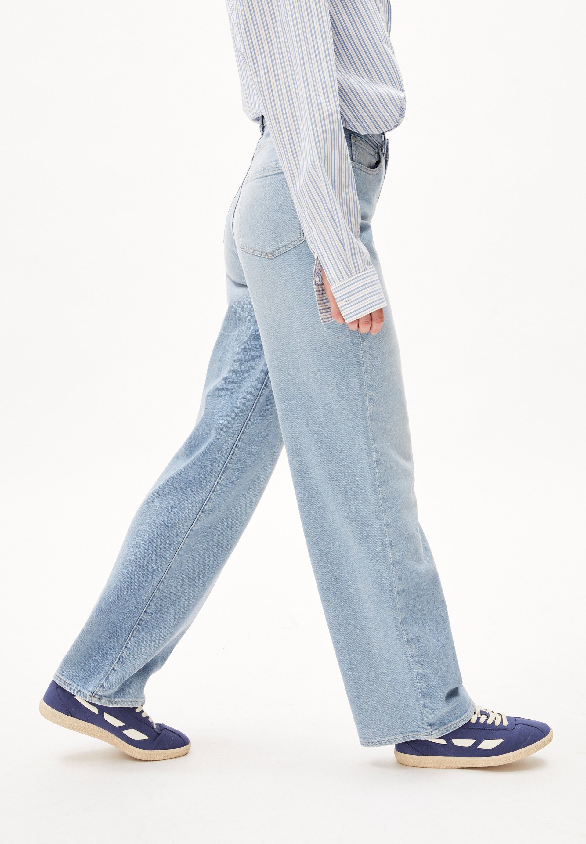 Armedangels Boyfriend-Jeans ENIJAA HEMP blue mineral 5-Pocket-Style Damen (1-tlg)