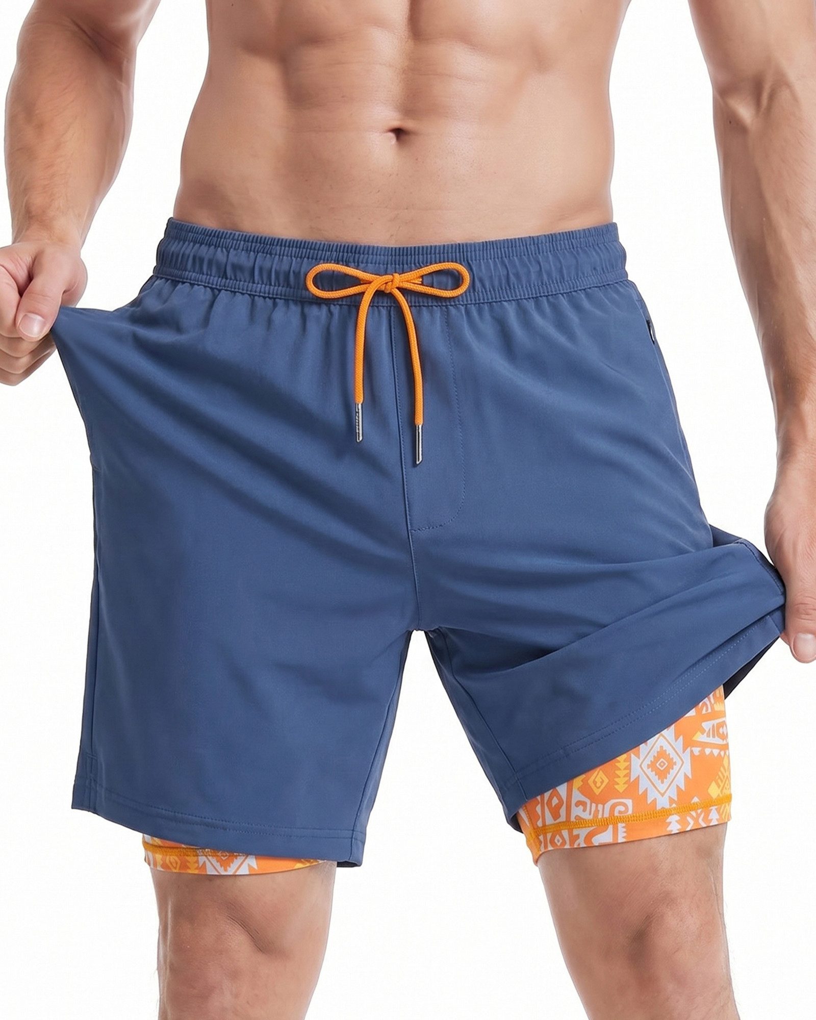 MaaMgic Shorts Herren Elastan kurze Hose 2-in-1 Badehose schnelltrocknend Sporthose (1-tlg)